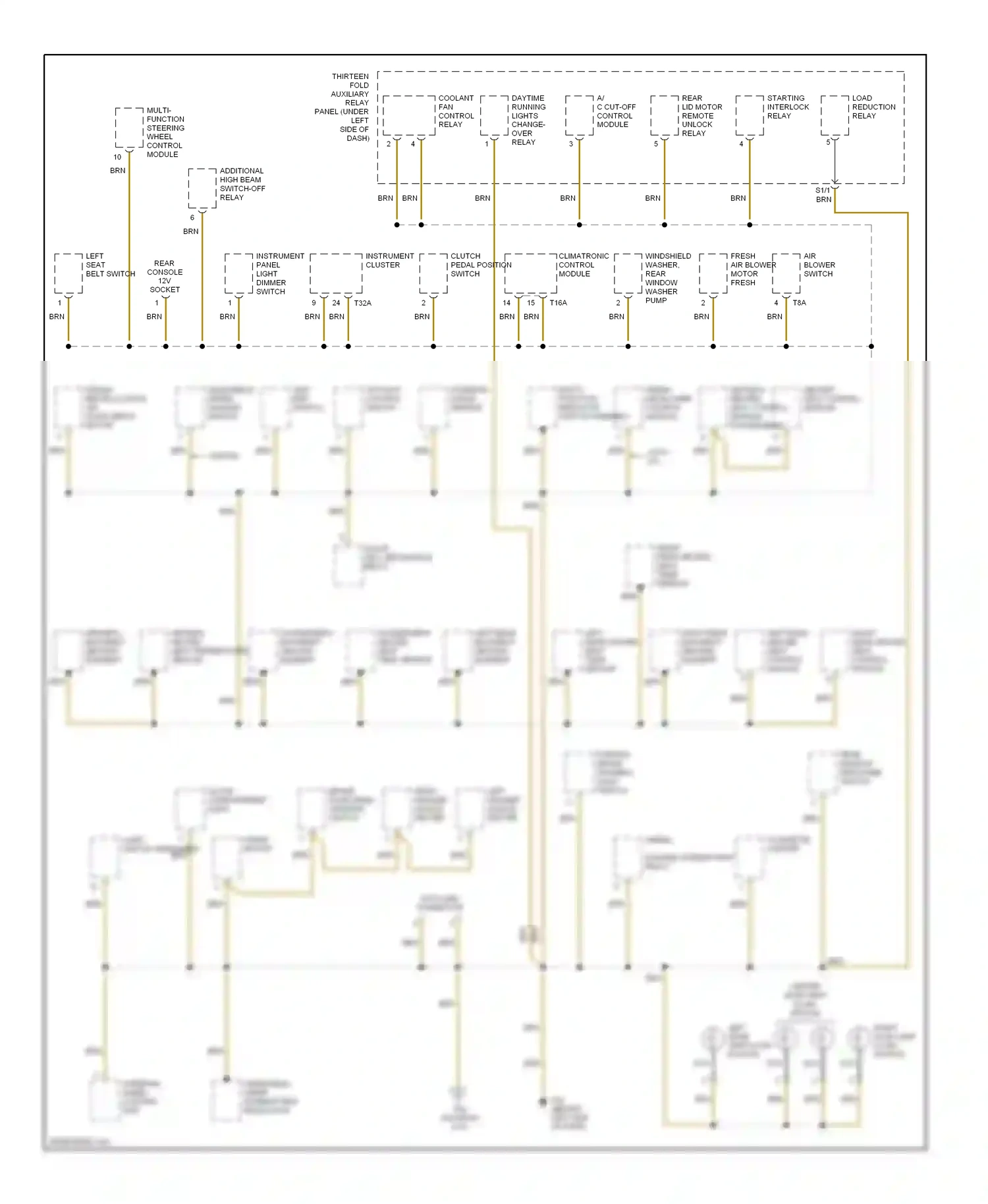 Wiring diagram right rear backrest heating element for Volkswagen Passat B5 facelift (2000-2005) (1 of 2)
