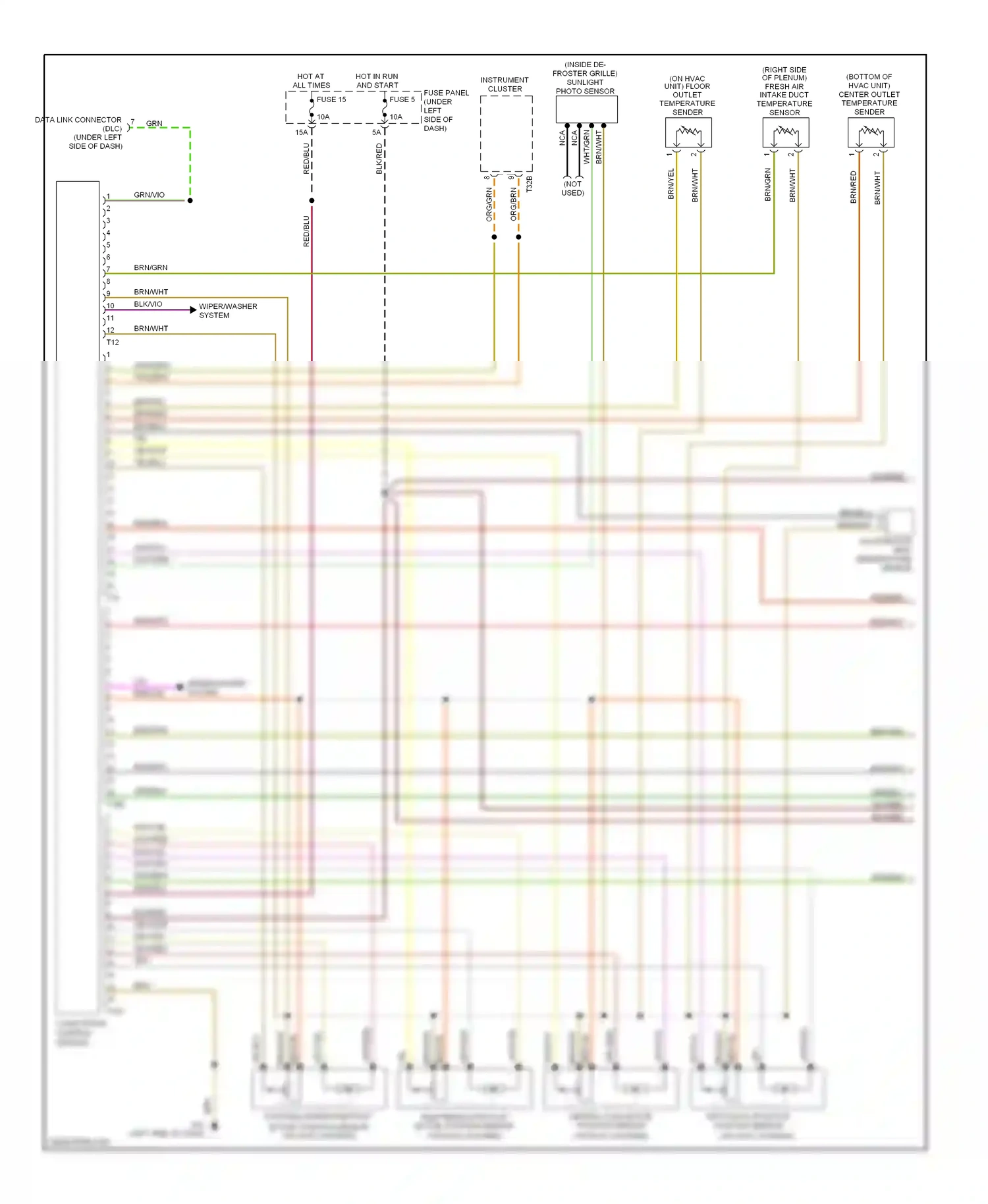 Wiring diagram temp regulator flap motor, position sensor for Volkswagen Passat B5 facelift (2000-2005) (3 of 3)