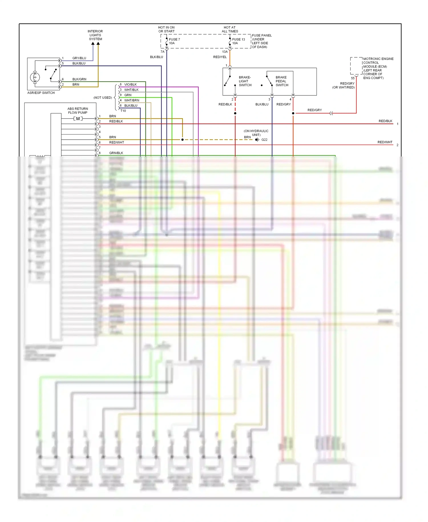Wiring diagram transverse acceleration sensor/rotation rate sensor for Volkswagen Passat B5 facelift (2000-2005) (1 of 1)