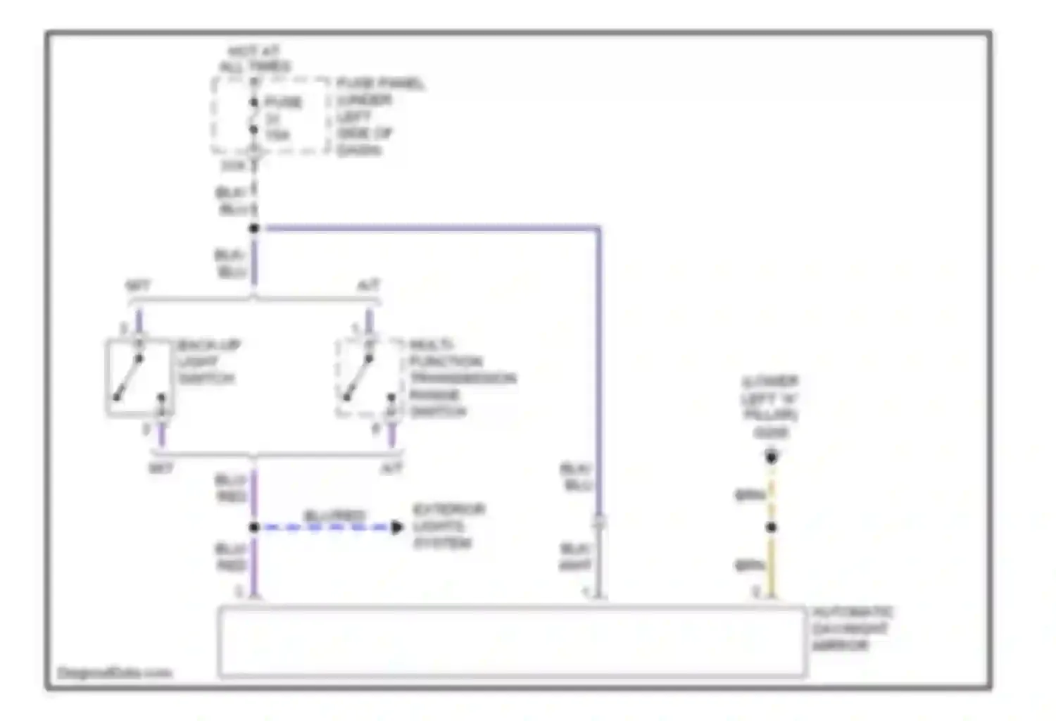 Passat Volkswagen B5 (1996-2001): Automatic day/night mirror circuit