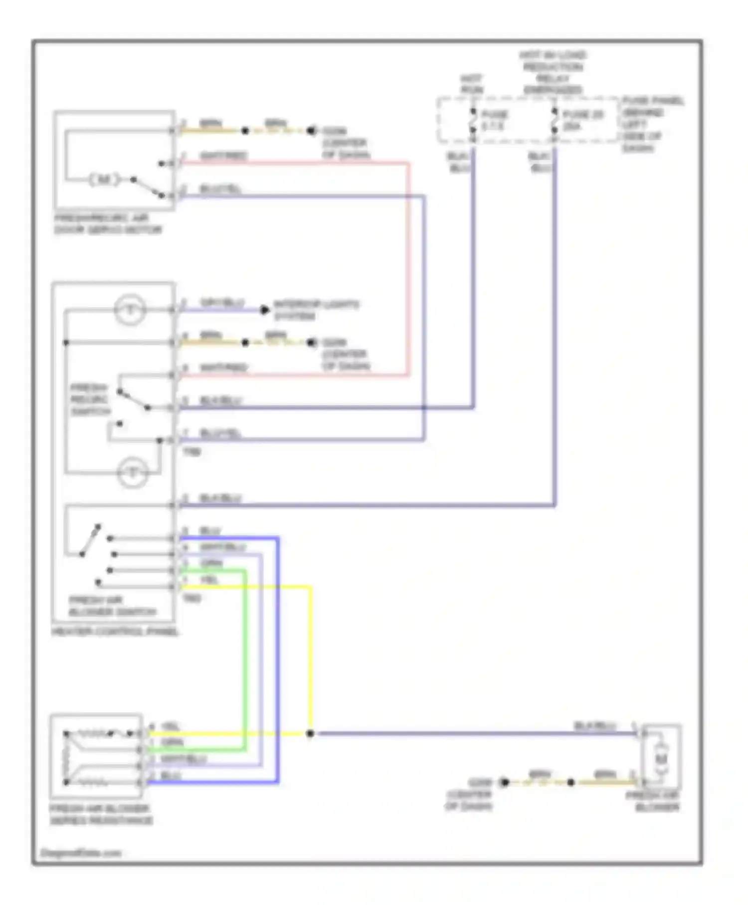 Wiring diagram fresh/ recirc switch for Volkswagen Passat B5 (1996-2001) (1 of 4)