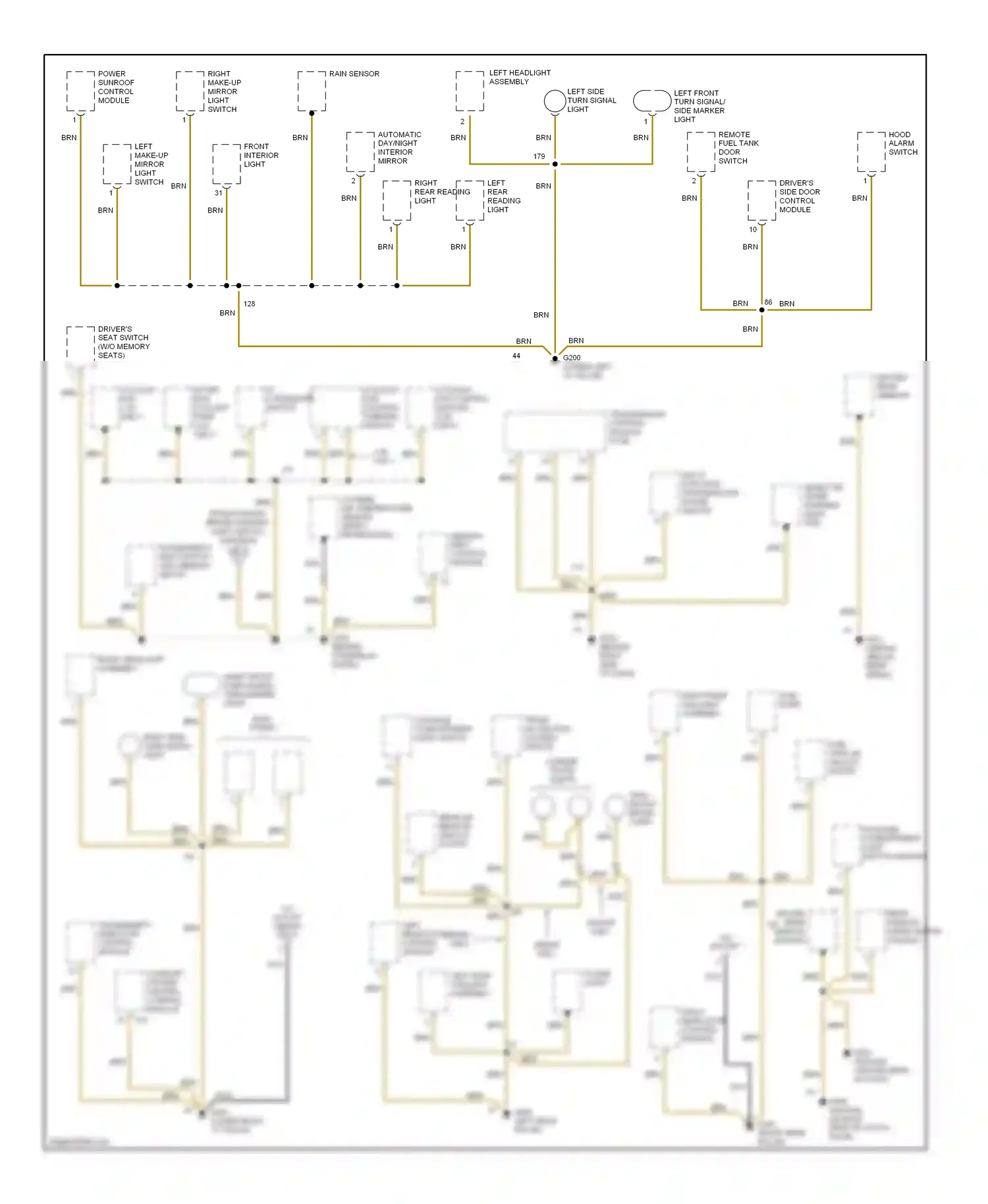 Wiring diagram front interior light for Volkswagen Passat B5 (1996-2001) (2 of 2)