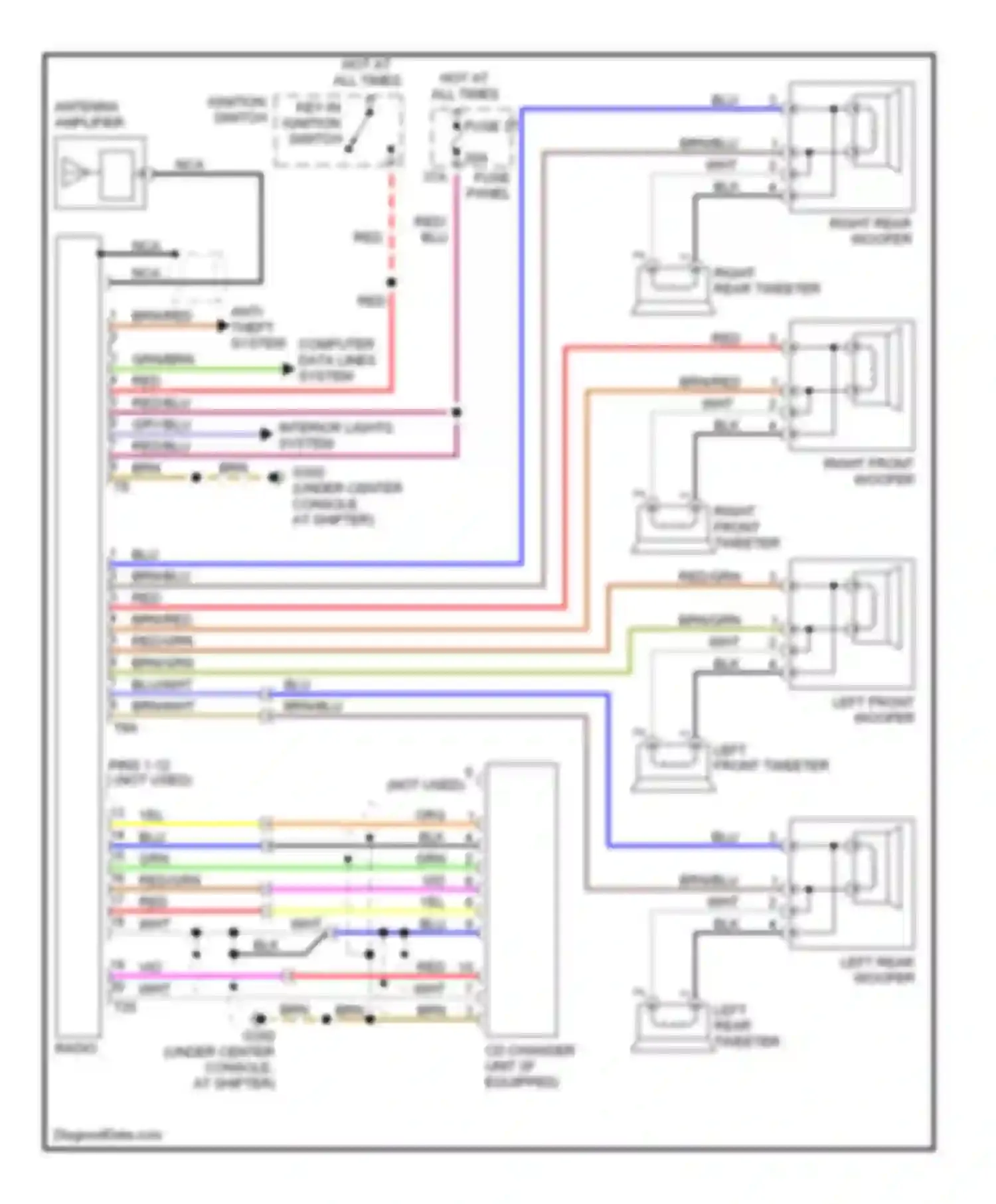 Wiring diagram key-in ignition switch for Volkswagen Passat B5 (1996-2001) (3 of 3)