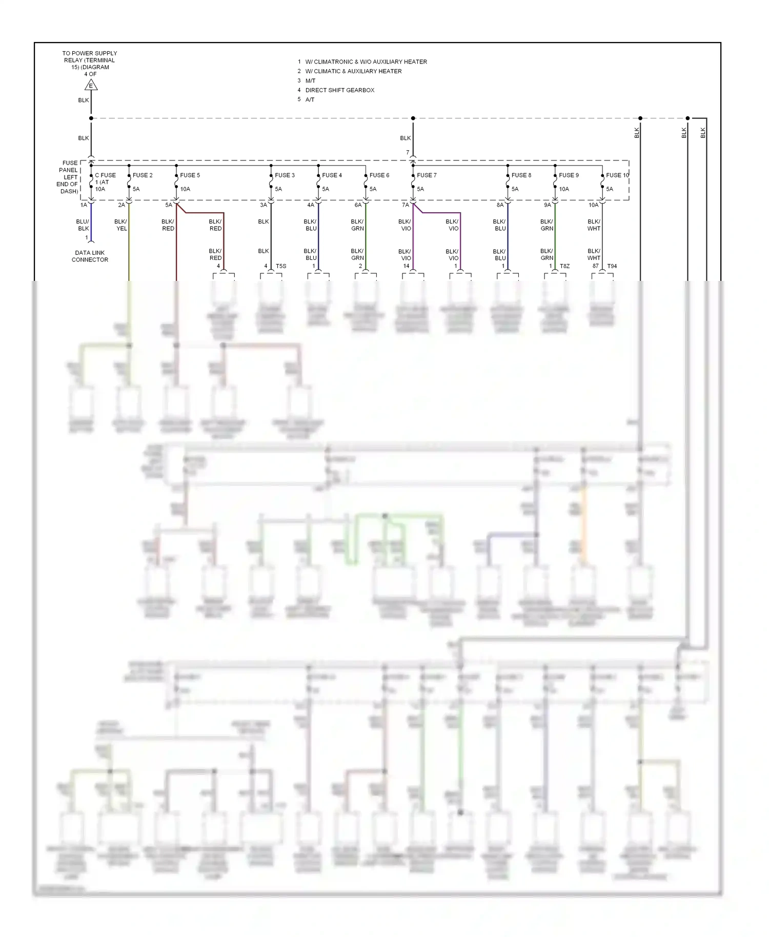 Wiring diagram data link connector for Volkswagen Passat B6 (2005-2010) (2 of 10)