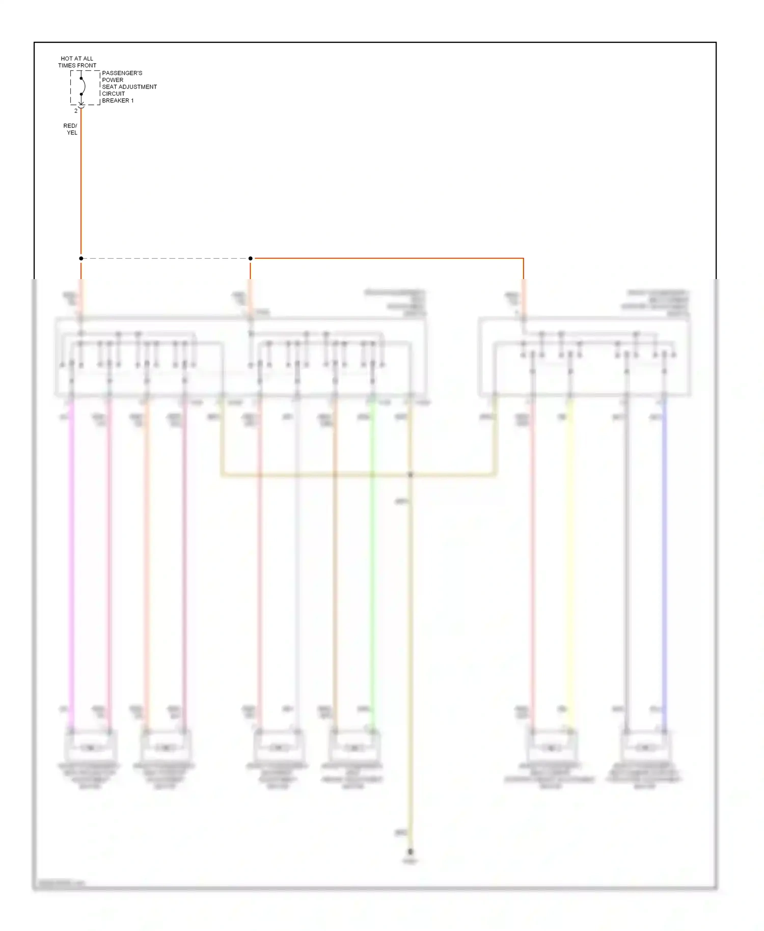 Wiring diagram front passenger's backrest adjustment motor for Volkswagen Passat B6 (2005-2010) (1 of 1)