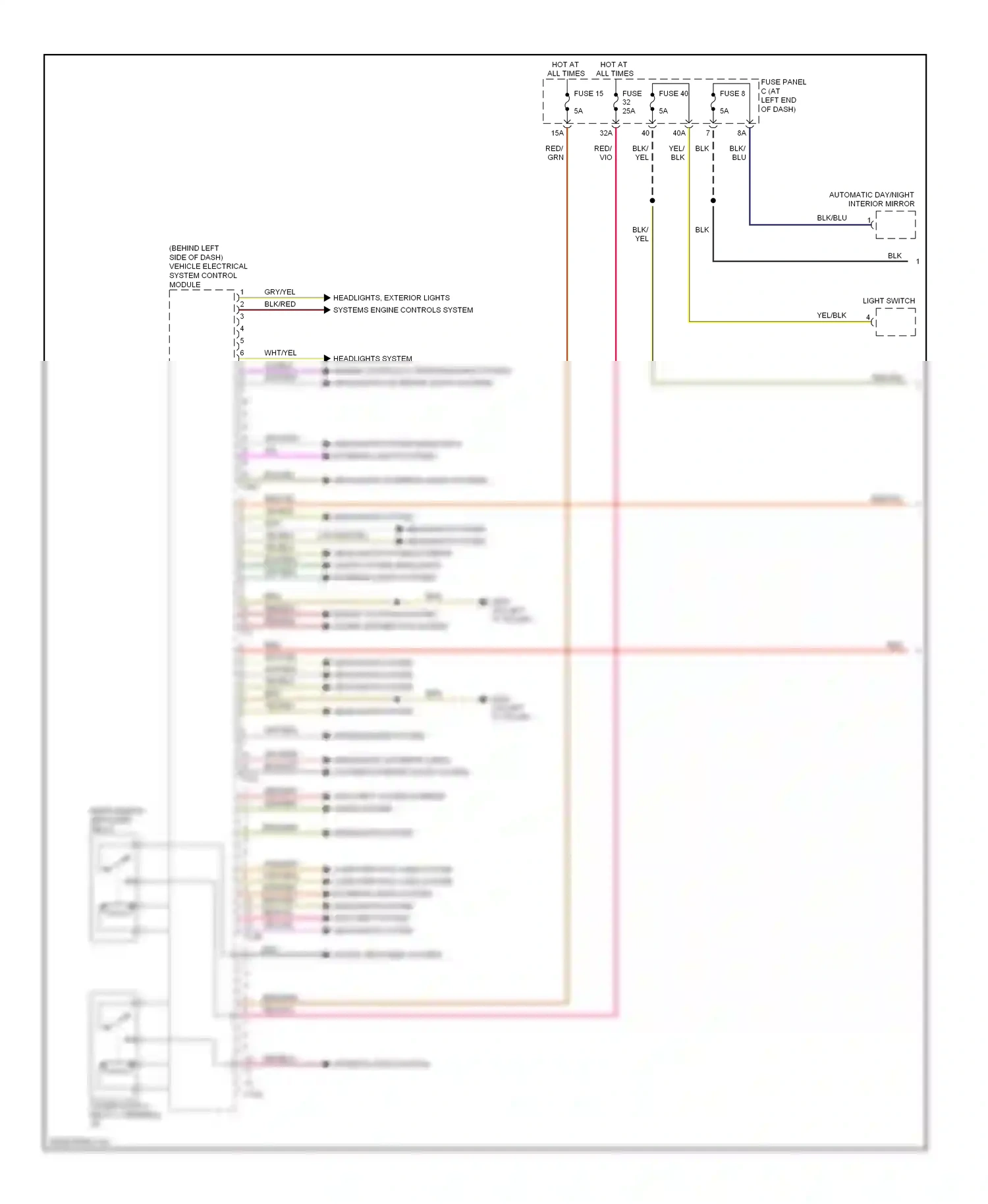 Wiring diagram headlights, exterior lights systems engine controls system for Volkswagen Passat B6 (2005-2010) (1 of 1)