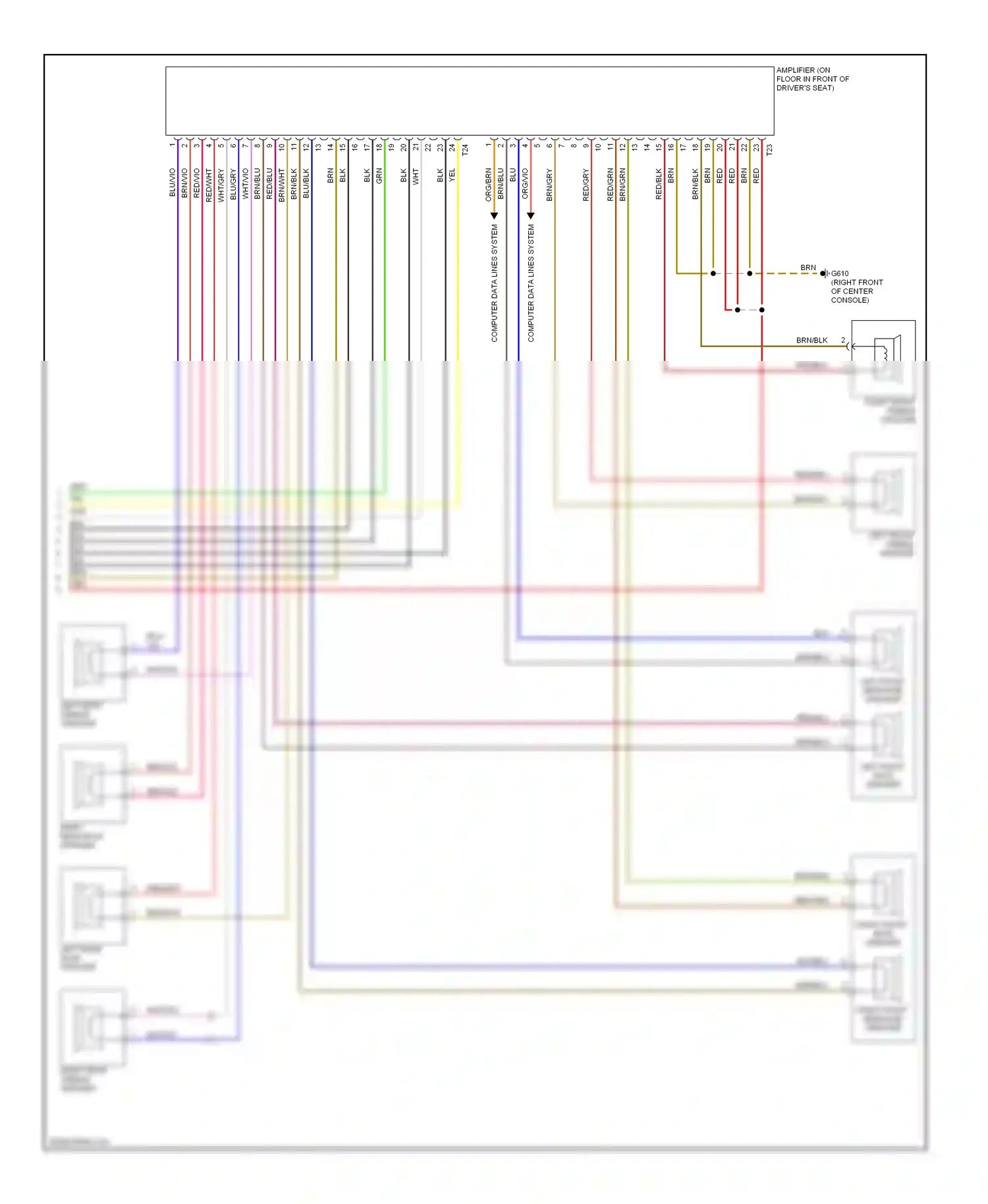 Wiring diagram left front treble speaker for Volkswagen Passat B6 (2005-2010) (1 of 4)