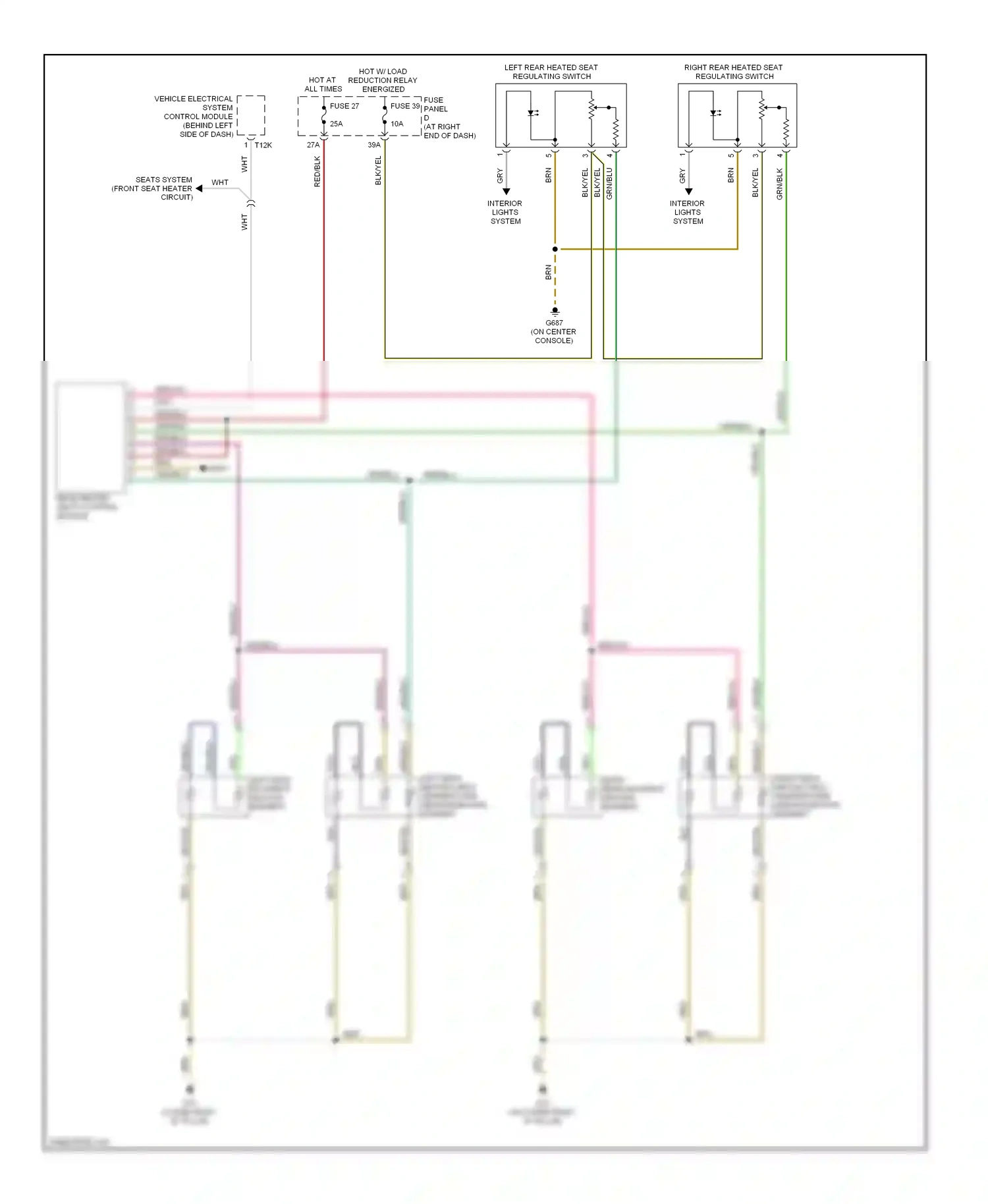 Wiring diagram left rear backrest heating element for Volkswagen Passat B6 (2005-2010) (3 of 3)