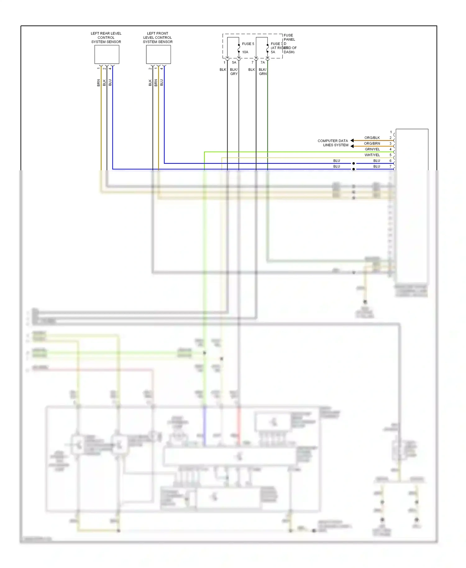 Wiring diagram left rear level control system sensor for Volkswagen Passat B6 (2005-2010) (1 of 1)