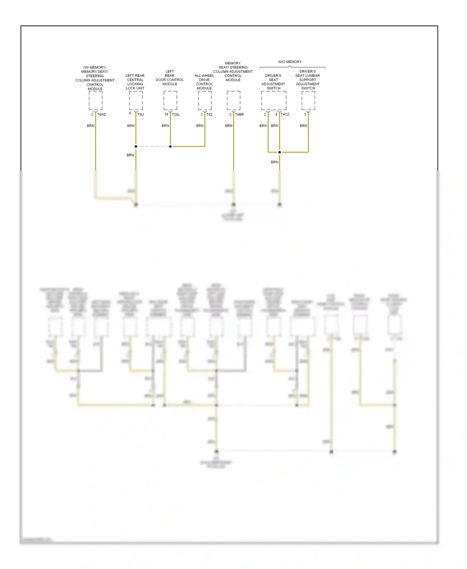 Wiring diagram memory seat/ steering column adjustment control module for Volkswagen Passat B6 (2005-2010) (3 of 4)