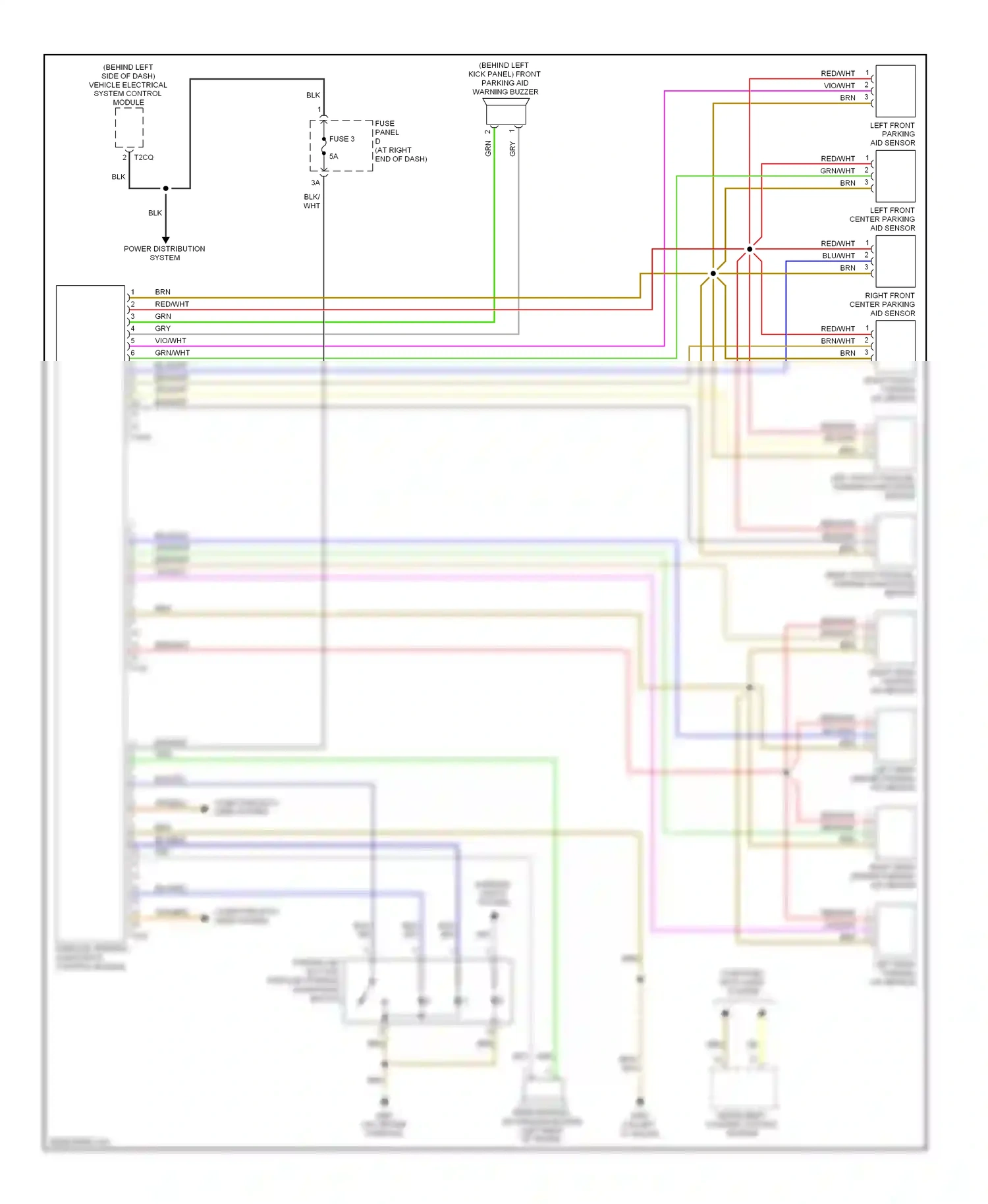 Wiring diagram right front parallel parking assiatnace sensor for Volkswagen Passat B6 (2005-2010) (1 of 1)