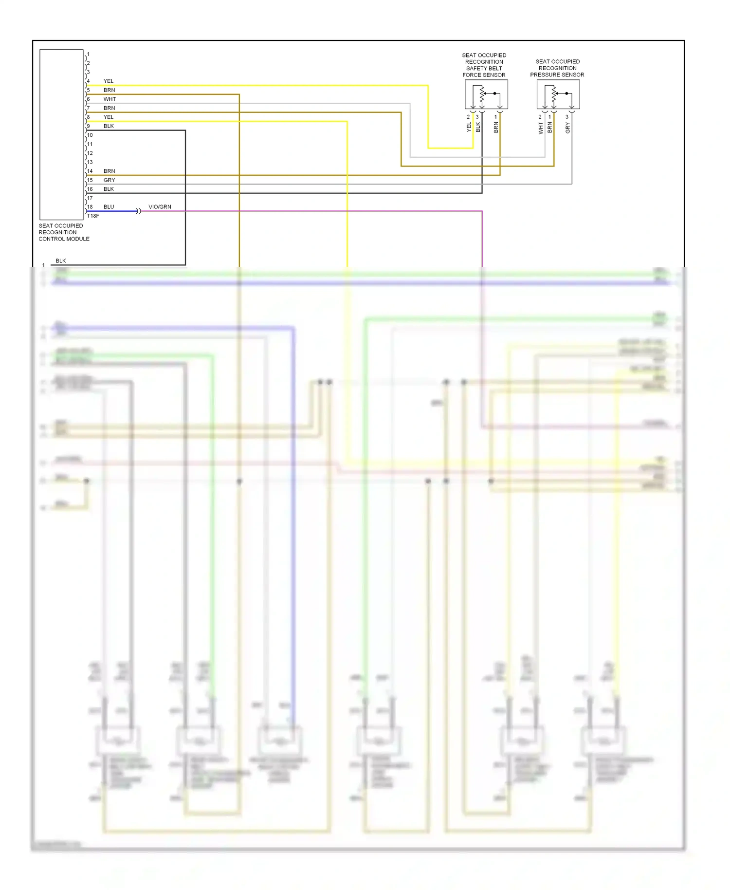 Wiring diagram seat occupied recognition control module for Volkswagen Passat B6 (2005-2010) (2 of 2)
