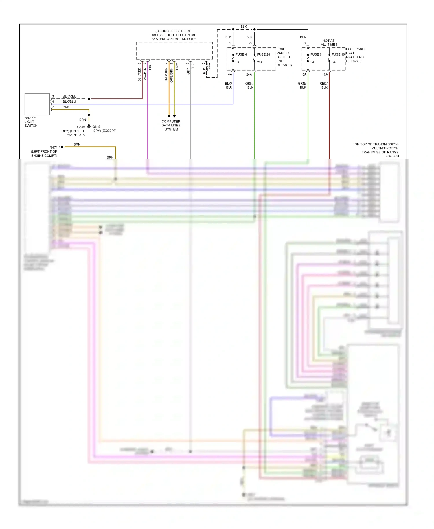 Wiring diagram tiptronic switch for Volkswagen Passat B6 (2005-2010) (2 of 5)