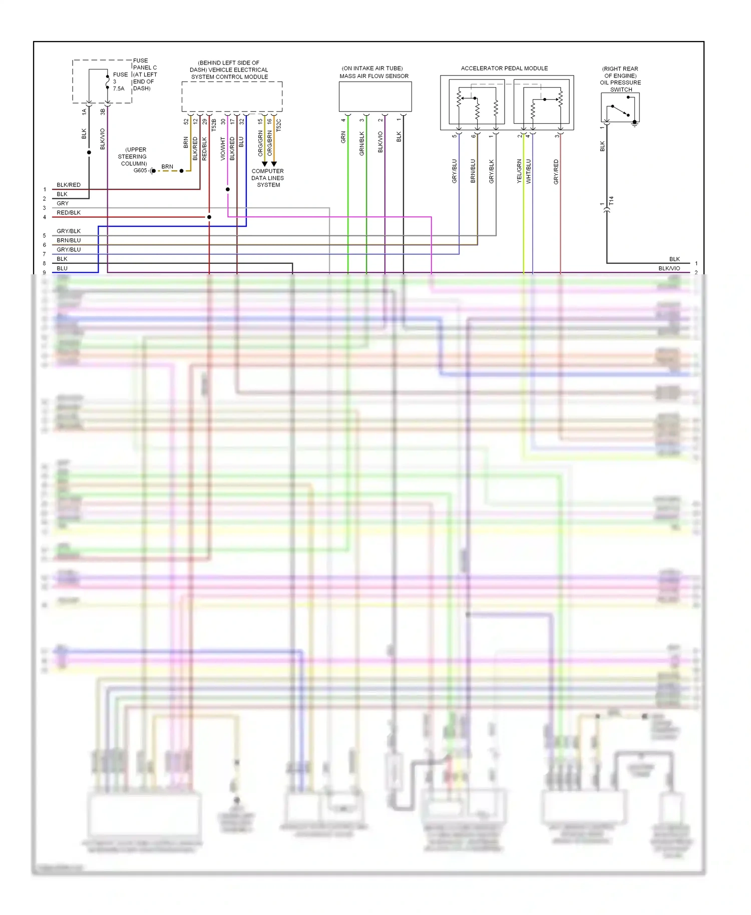 Wiring diagram accelerator pedal module for Volkswagen Passat B7 (2010-2015) (2 of 3)