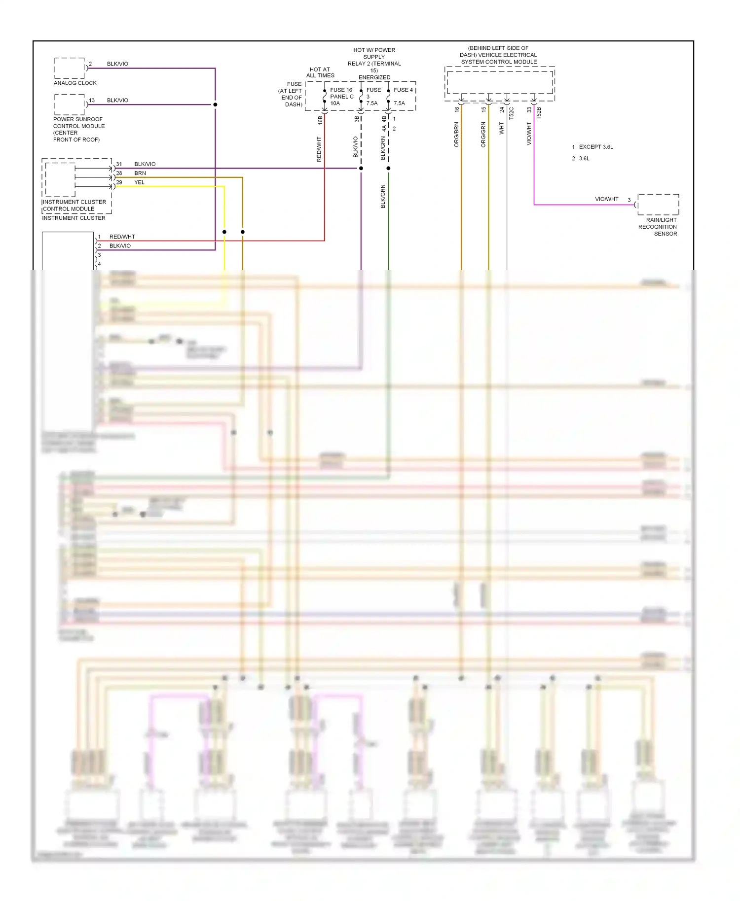 Wiring diagram analog clock for Volkswagen Passat B7 (2010-2015) (1 of 2)