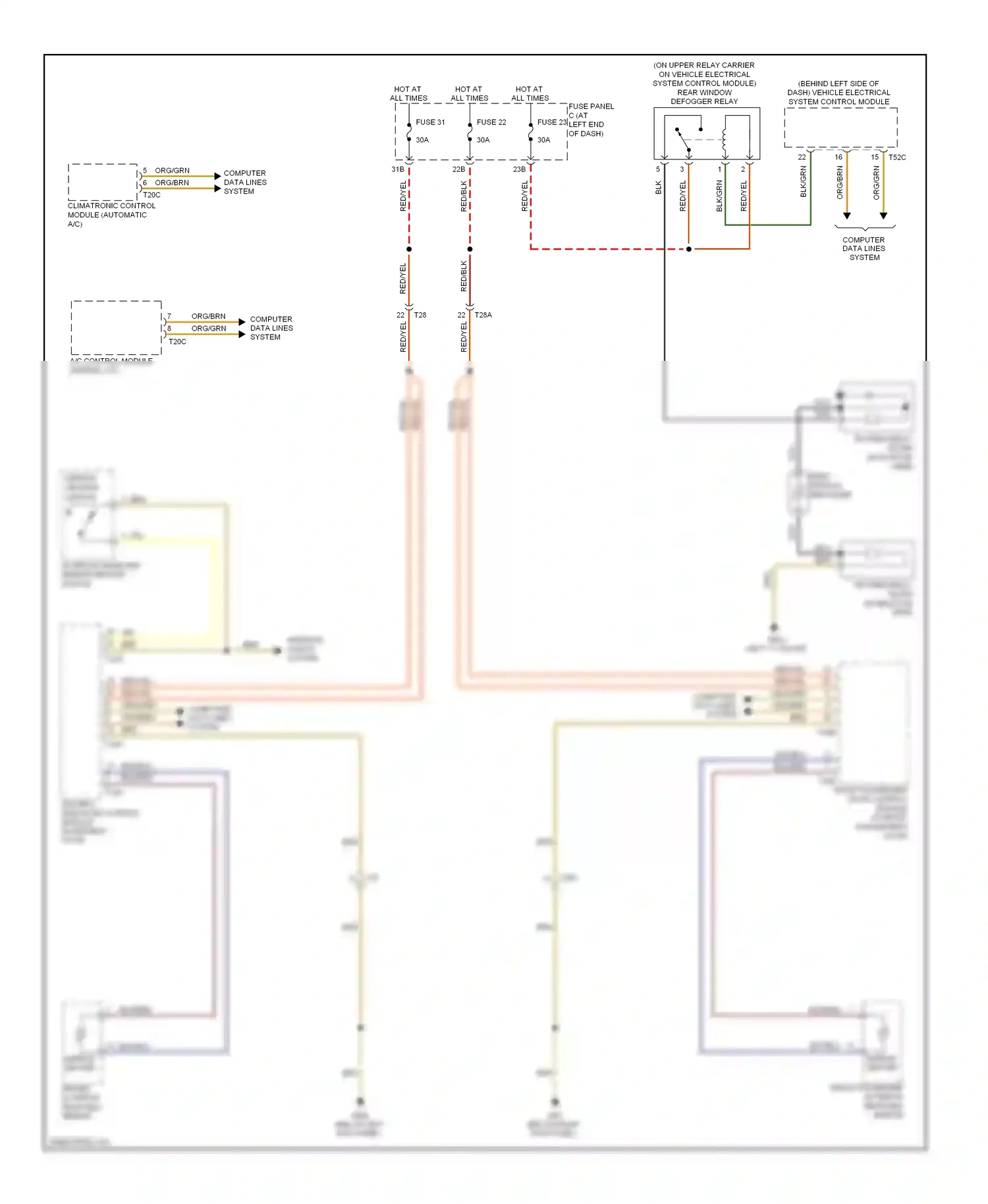 Wiring diagram left "c" pillar) for Volkswagen Passat B7 (2010-2015) (1 of 6)