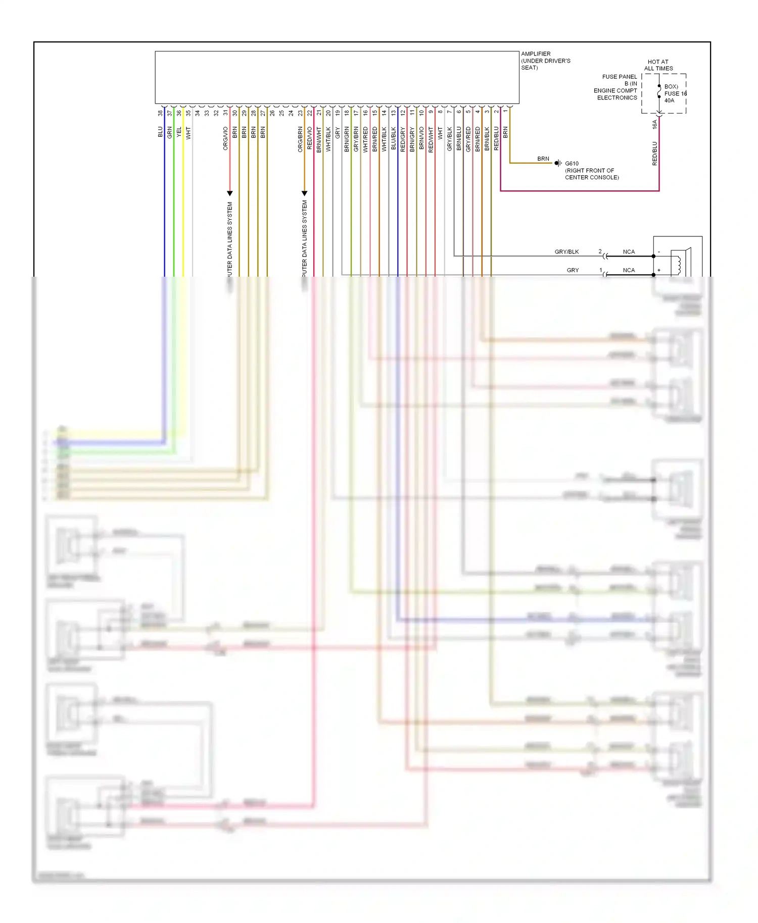 Wiring diagram left front treble speaker for Volkswagen Passat B7 (2010-2015) (1 of 4)