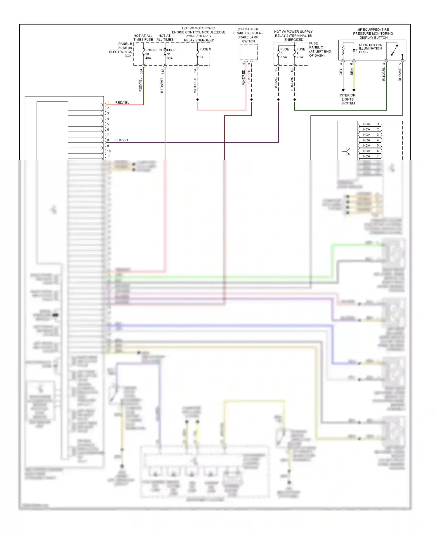 Wiring diagram push button illumination bulb for Volkswagen Passat B7 (2010-2015) (1 of 3)