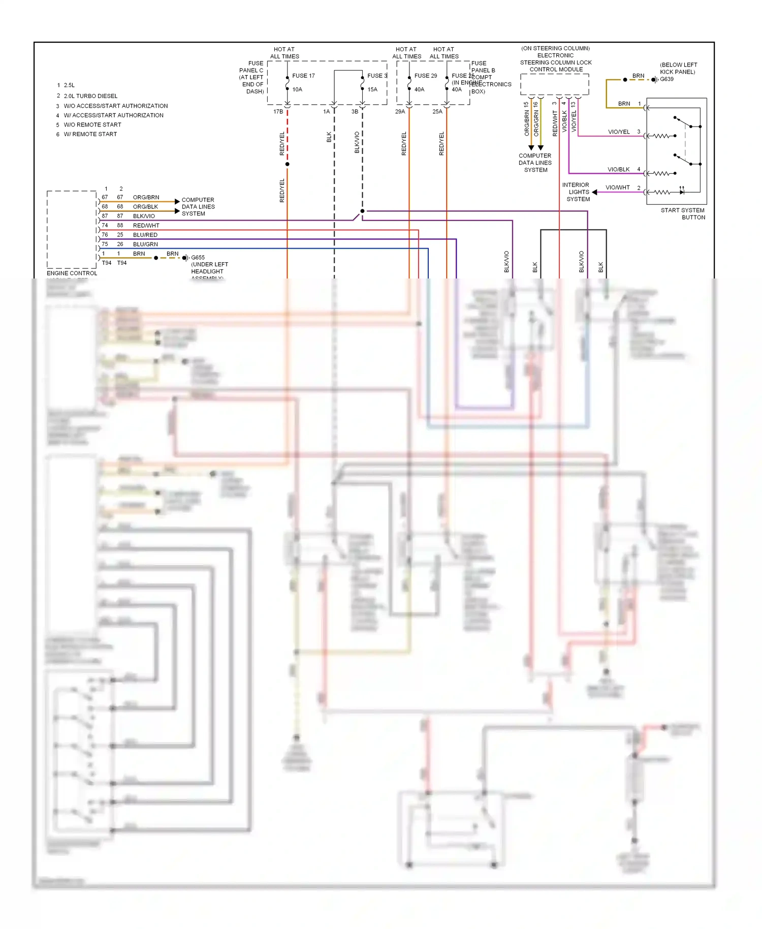 Wiring diagram start system button for Volkswagen Passat B7 (2010-2015) (1 of 4)