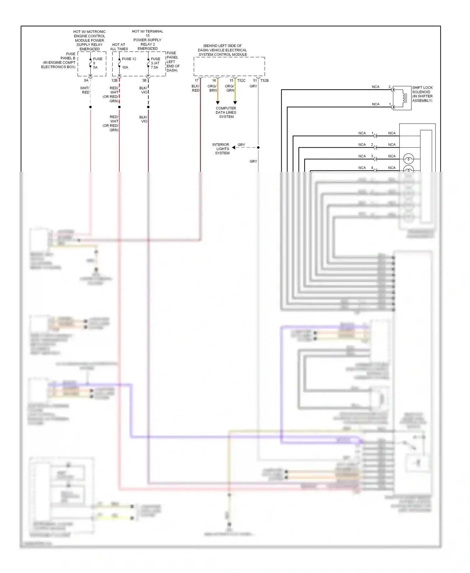 Wiring diagram transmission range display for Volkswagen Passat B7 (2010-2015) (2 of 3)
