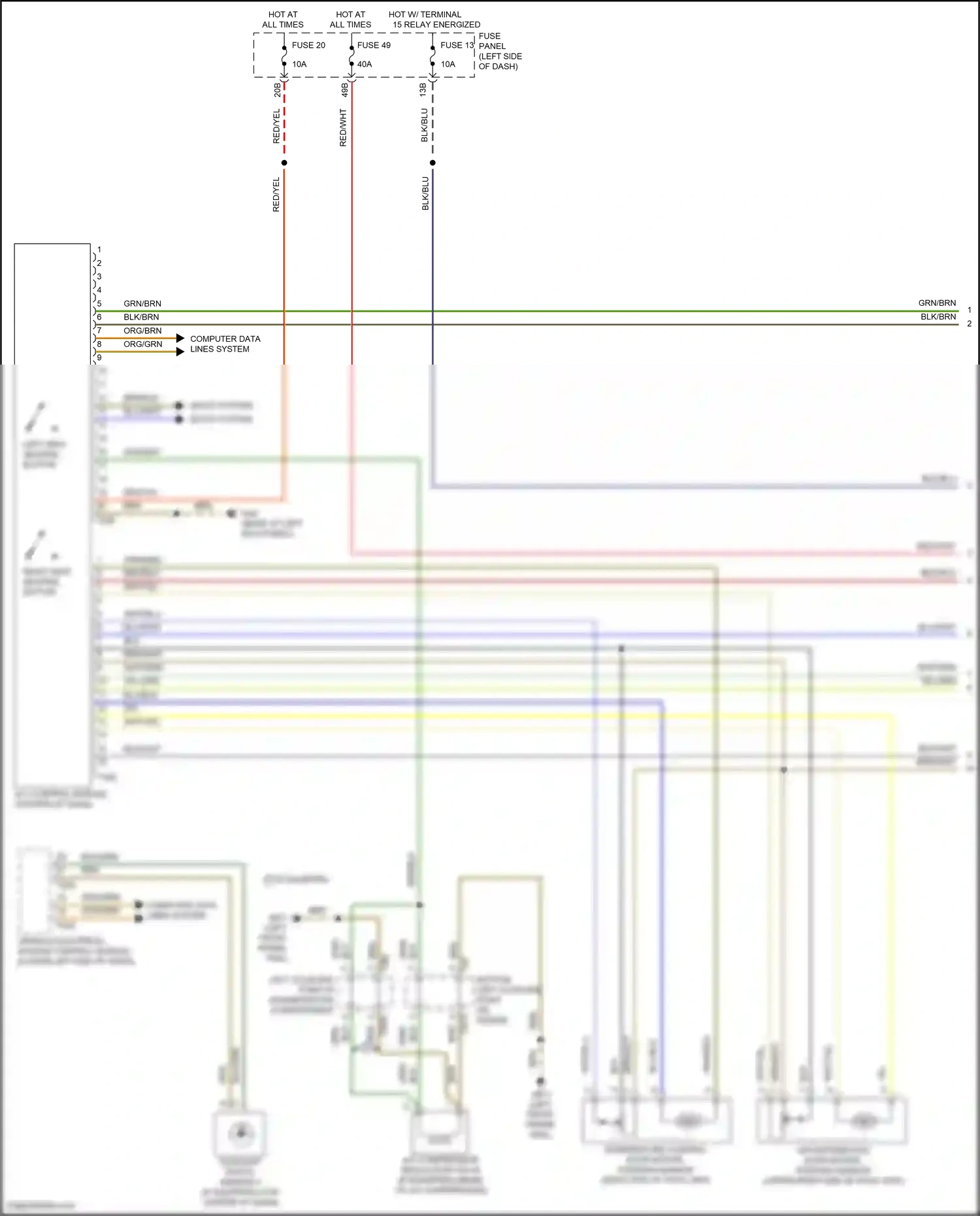 Wiring diagram bottom left coupling point on engine for Volkswagen Passat B8 facelift (2019-2024) (2 of 3)