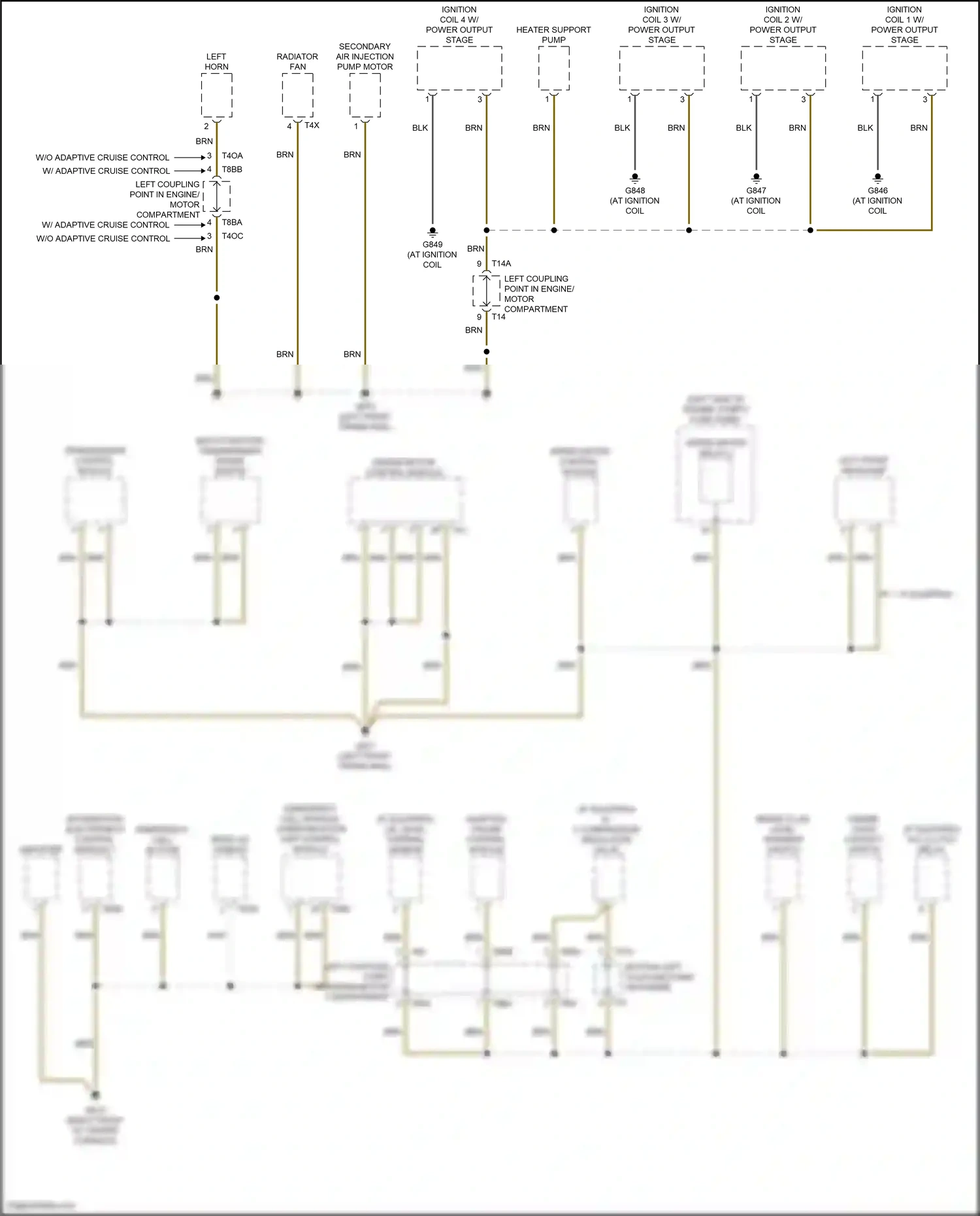Wiring diagram bottom left coupling point on engine for Volkswagen Passat B8 facelift (2019-2024) (3 of 3)
