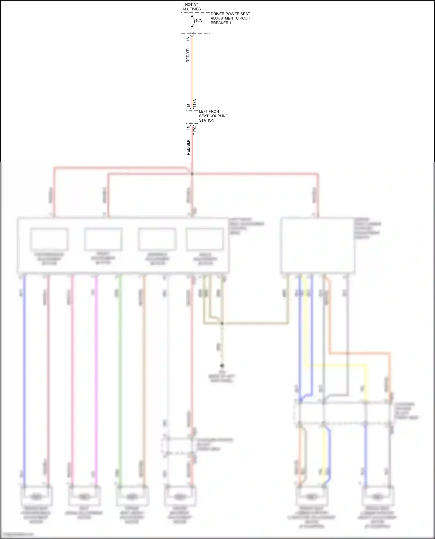 Wiring diagram forward/back adjustment button for Volkswagen Passat B8 facelift (2019-2024) (1 of 2)