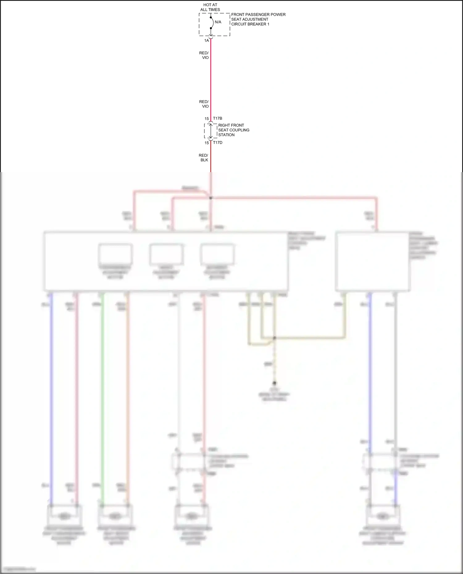 Wiring diagram forward/back adjustment button for Volkswagen Passat B8 facelift (2019-2024) (2 of 2)
