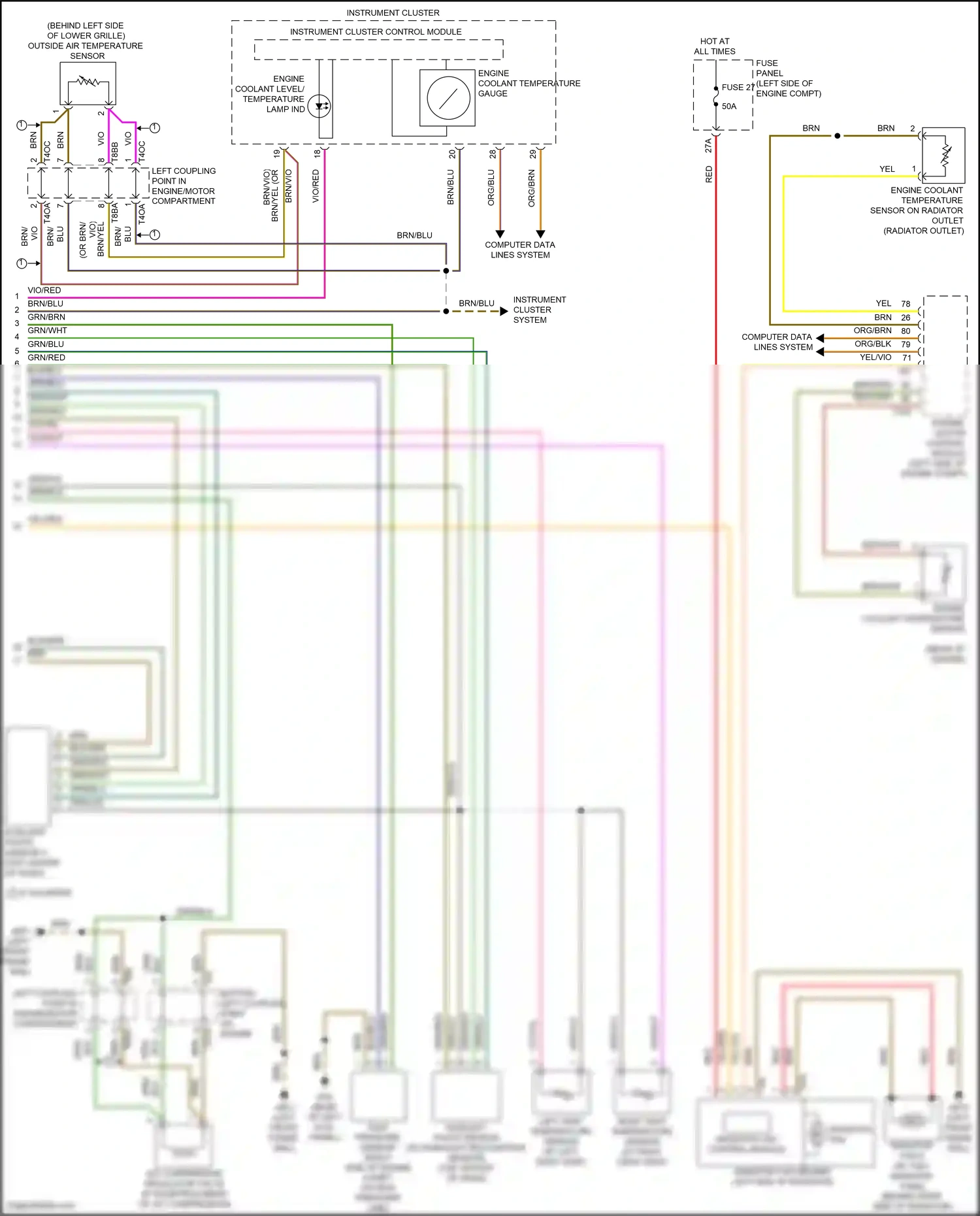 Wiring diagram left vent temperature sensor for Volkswagen Passat B8 facelift (2019-2024) (1 of 1)