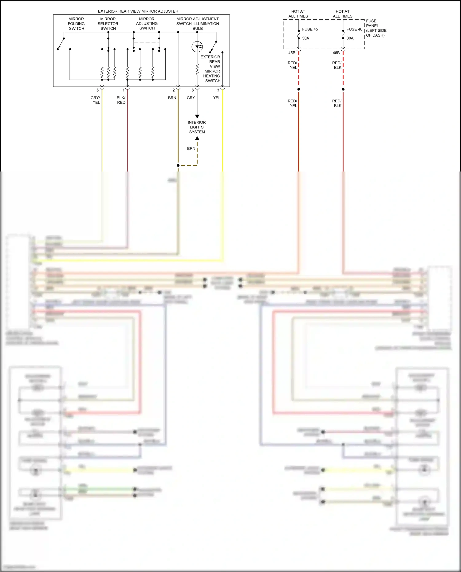 Wiring diagram mirror adjusting switch for Volkswagen Passat B8 facelift (2019-2024) (1 of 1)