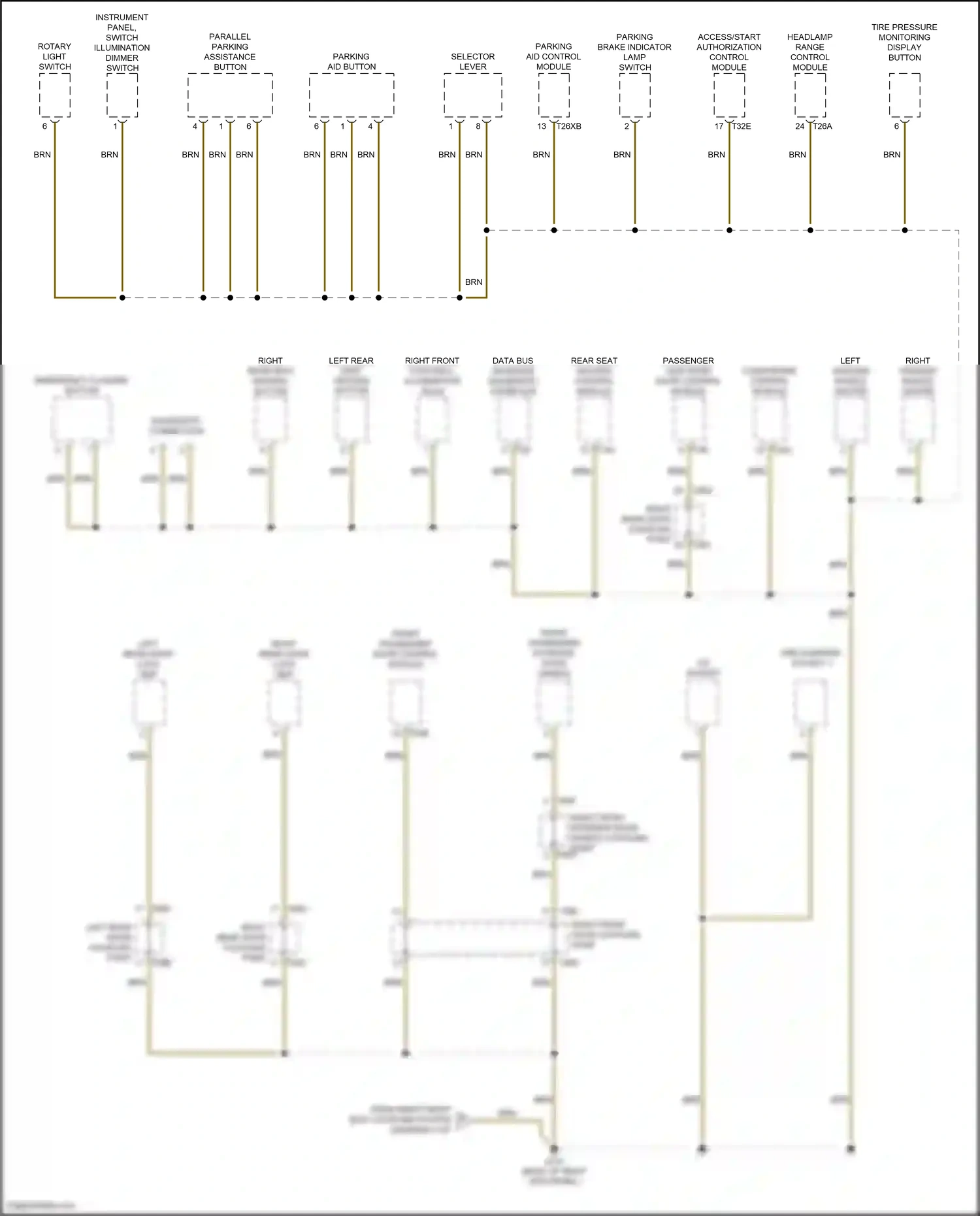 Wiring diagram parallel parking assistance button for Volkswagen Passat B8 facelift (2019-2024) (1 of 3)