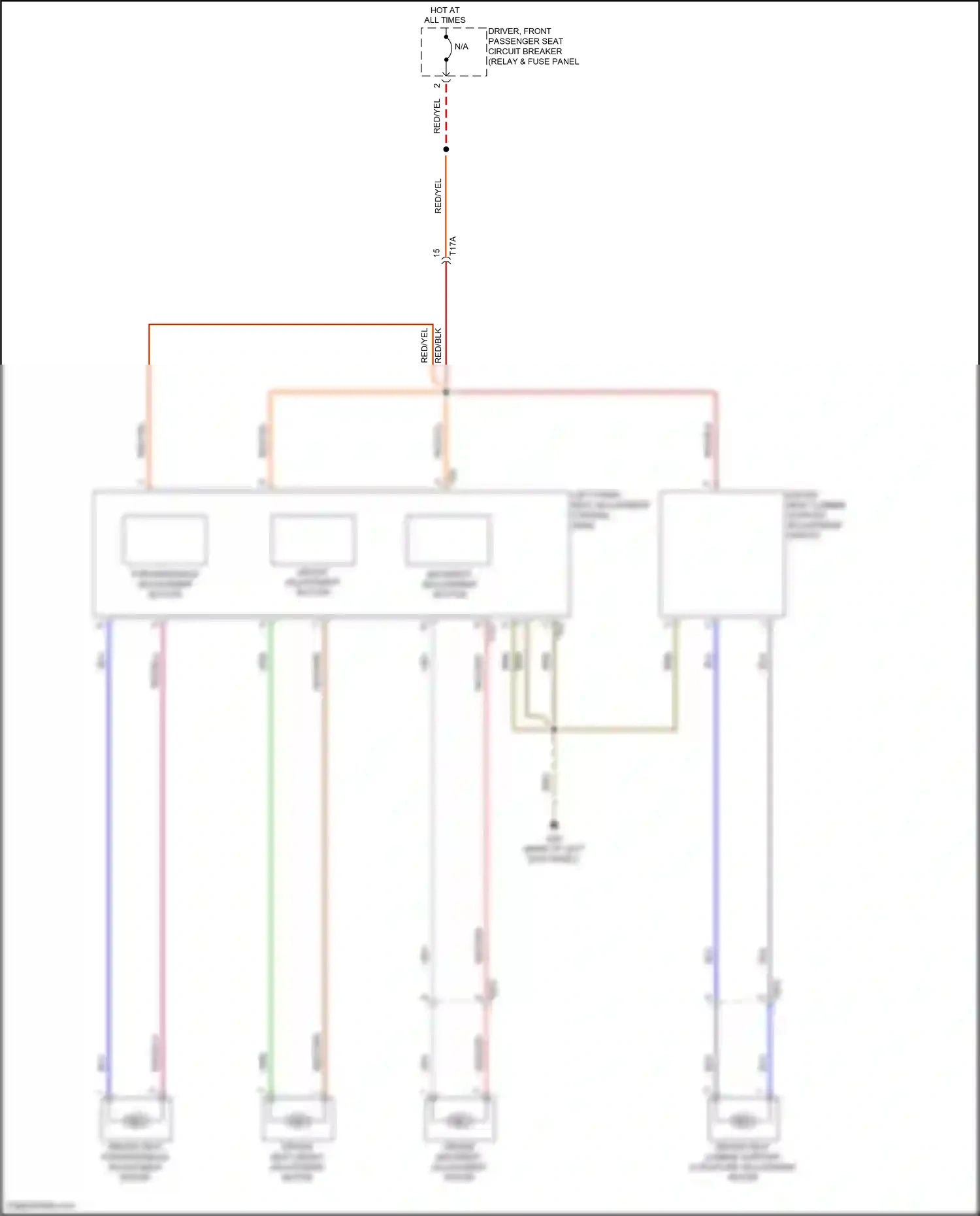 Wiring diagram backrest adjustment button for Volkswagen Passat B8 (2014-2020) (1 of 2)