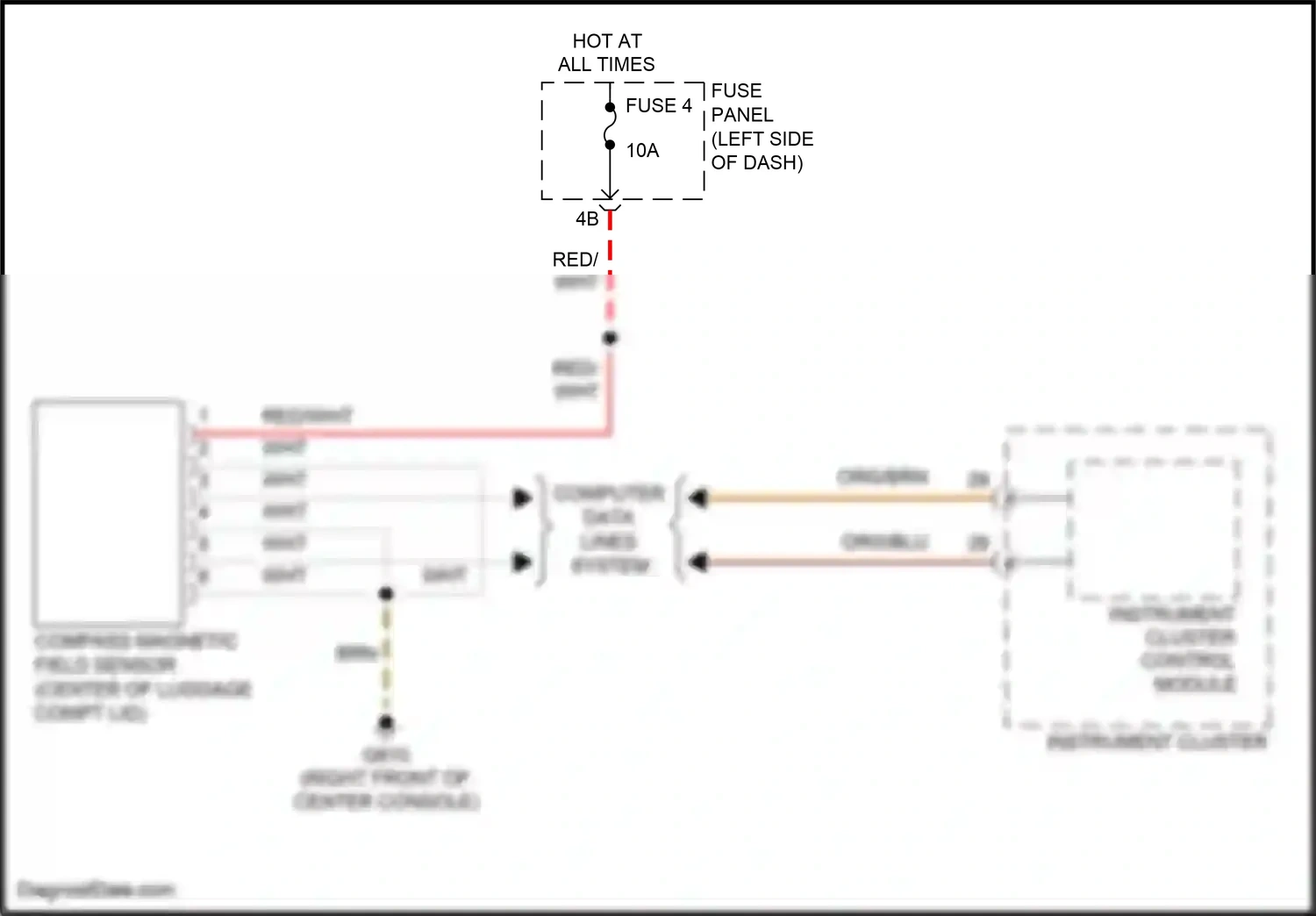 Wiring diagram compass magnetic field sensor for Volkswagen Passat B8 (2014-2020) (2 of 3)