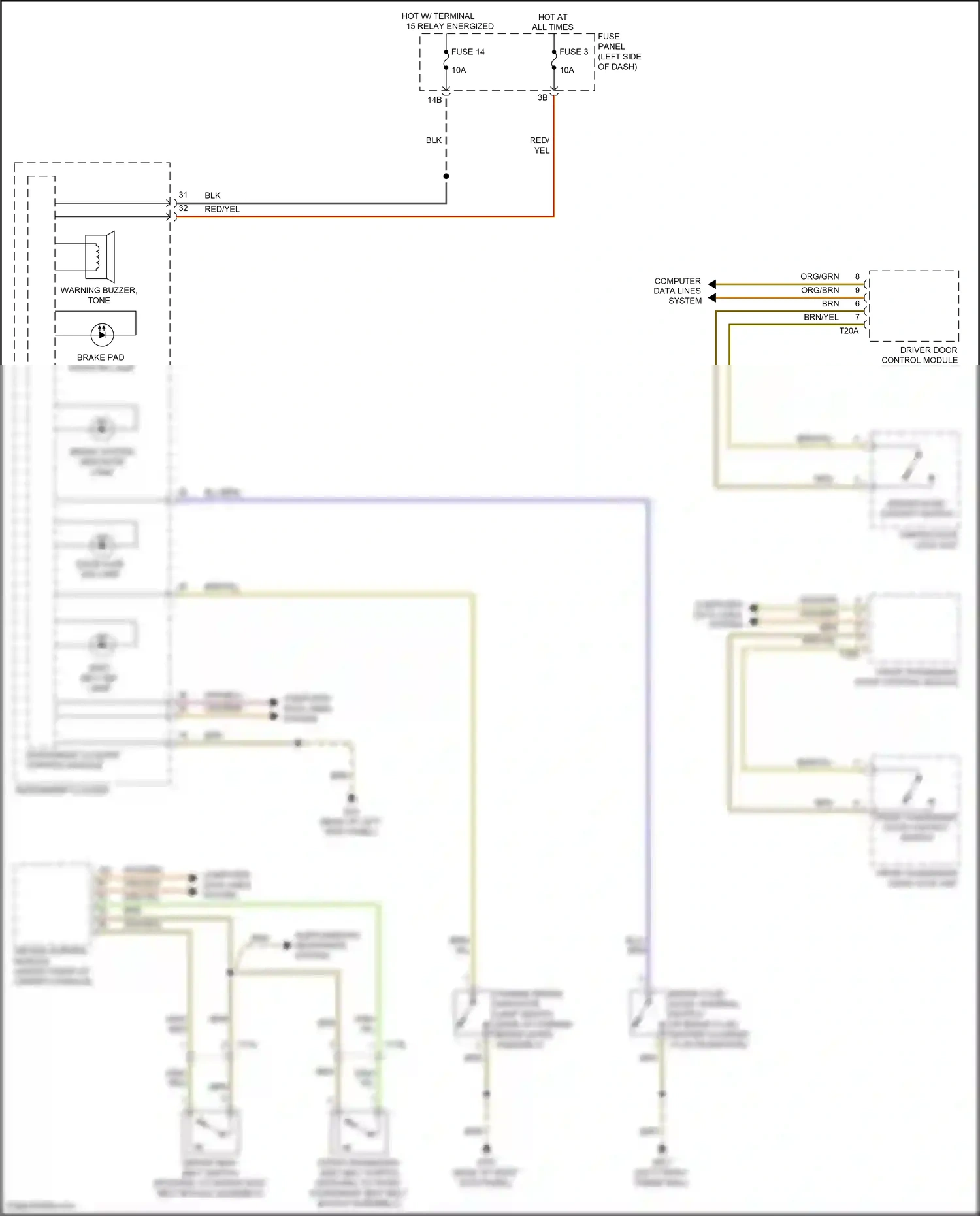 Wiring diagram driver door control module for Volkswagen Passat B8 (2014-2020) (1 of 16)