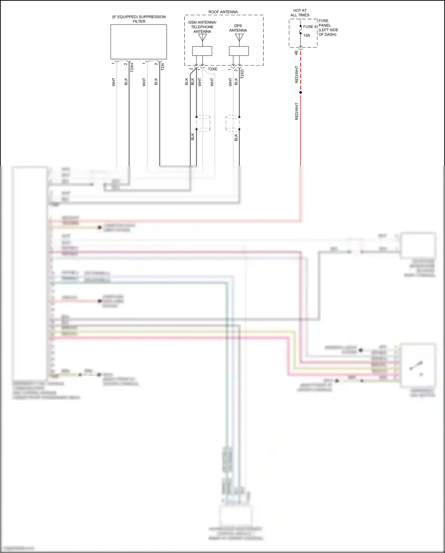 Wiring diagram emergency call module, communication unit control module for Volkswagen Passat B8 (2014-2020) (2 of 8)