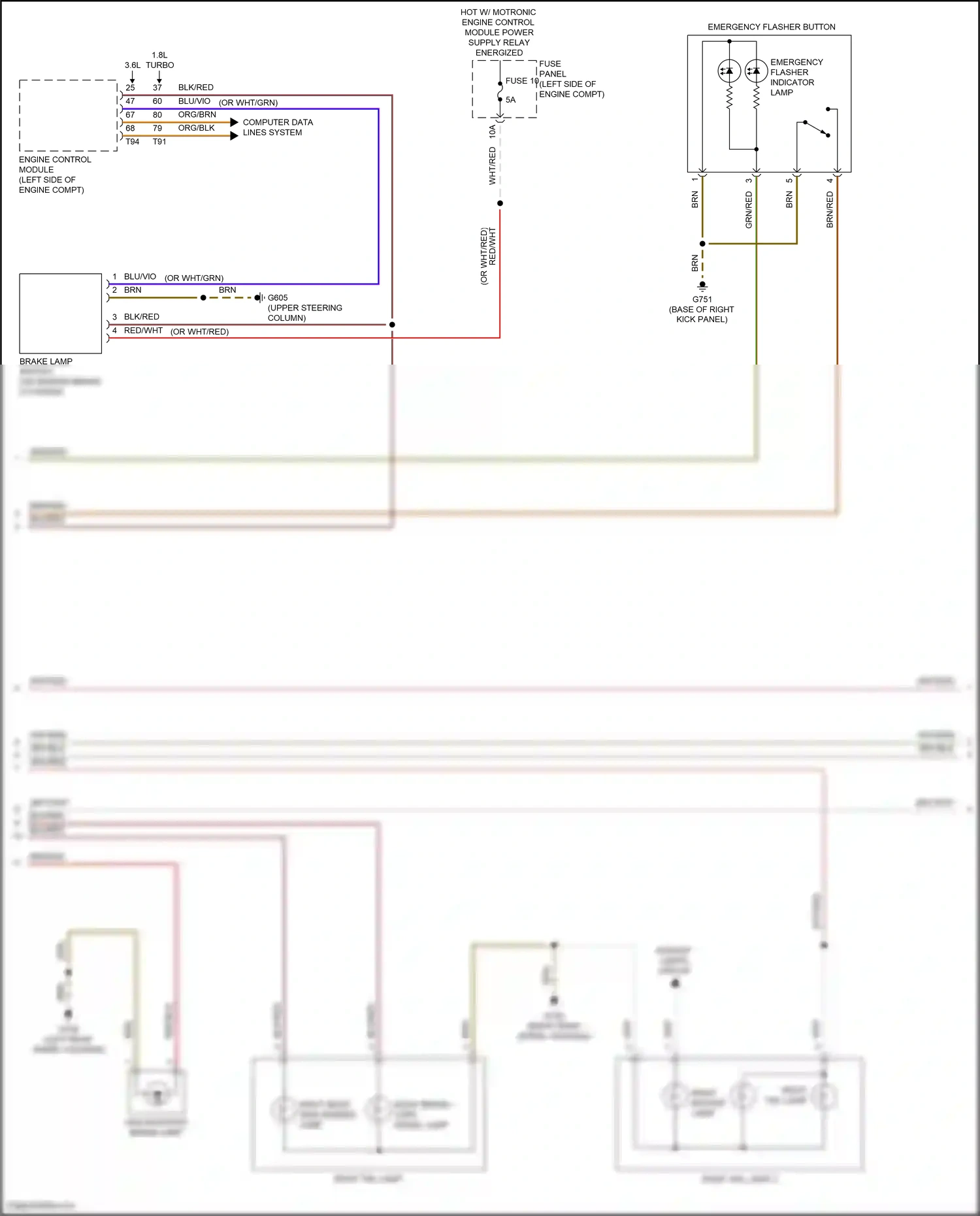 Wiring diagram emergency flasher button for Volkswagen Passat B8 (2014-2020) (1 of 3)