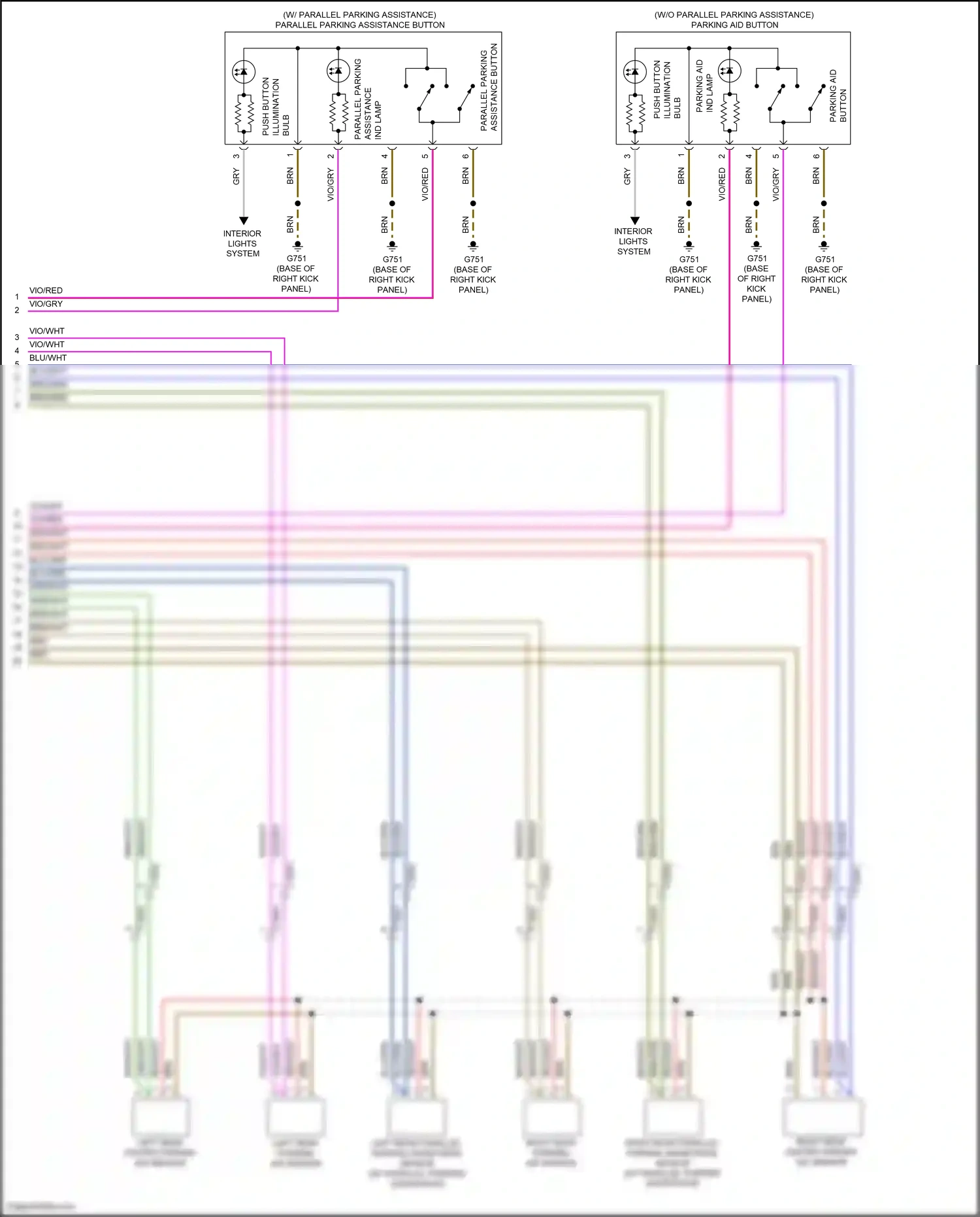 Wiring diagram left rear parallel parking assistance sensor for Volkswagen Passat B8 (2014-2020) (1 of 1)