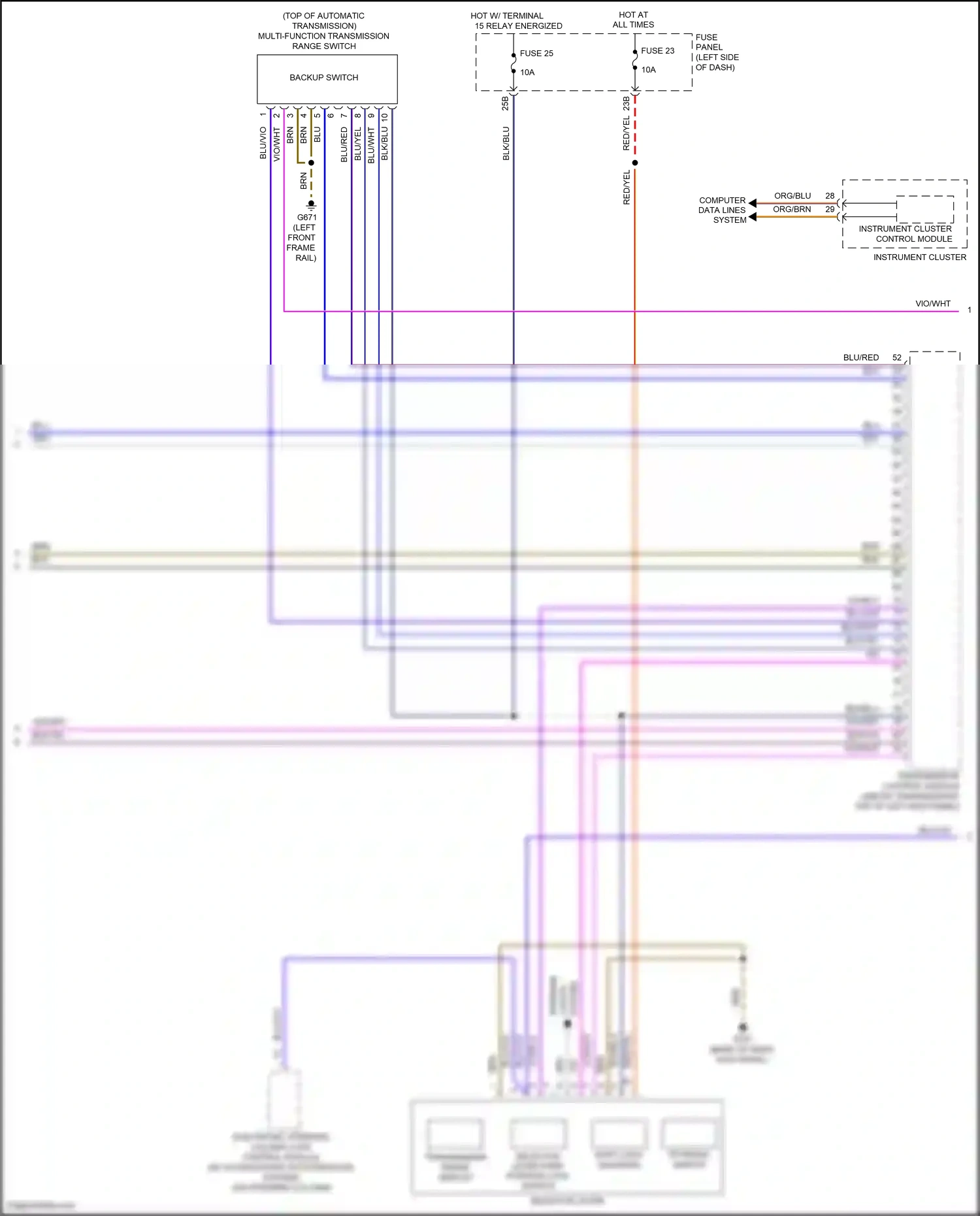 Wiring diagram transmission range display for Volkswagen Passat B8 (2014-2020) (3 of 4)