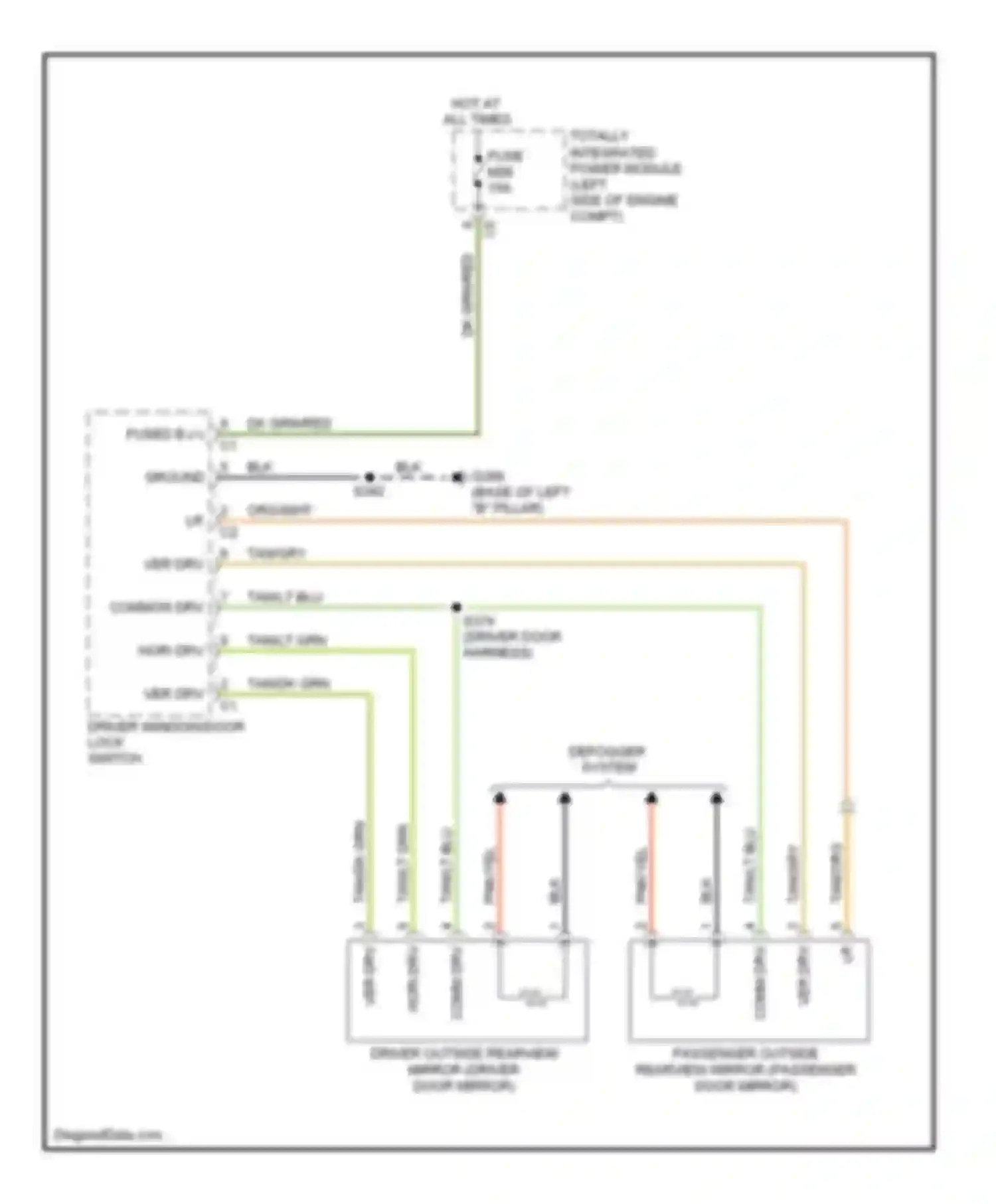 Wiring diagram driver window/door lock switch for Volkswagen Routan I (2008-2012) (3 of 4)