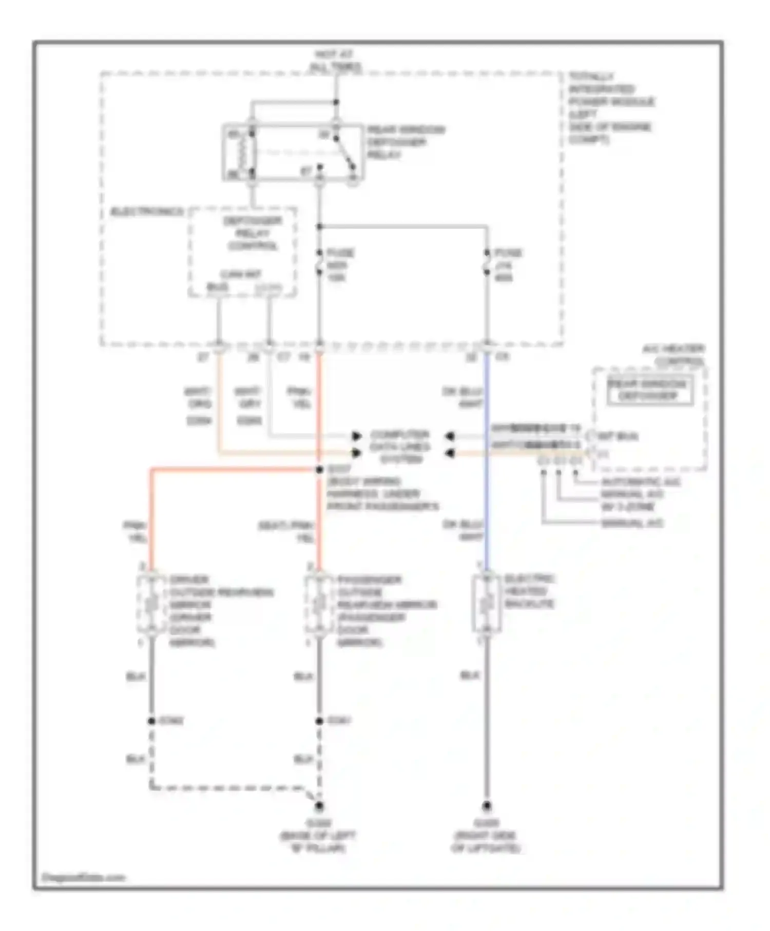 Wiring diagram rear window defogger relay for Volkswagen Routan I (2008-2012) (1 of 2)