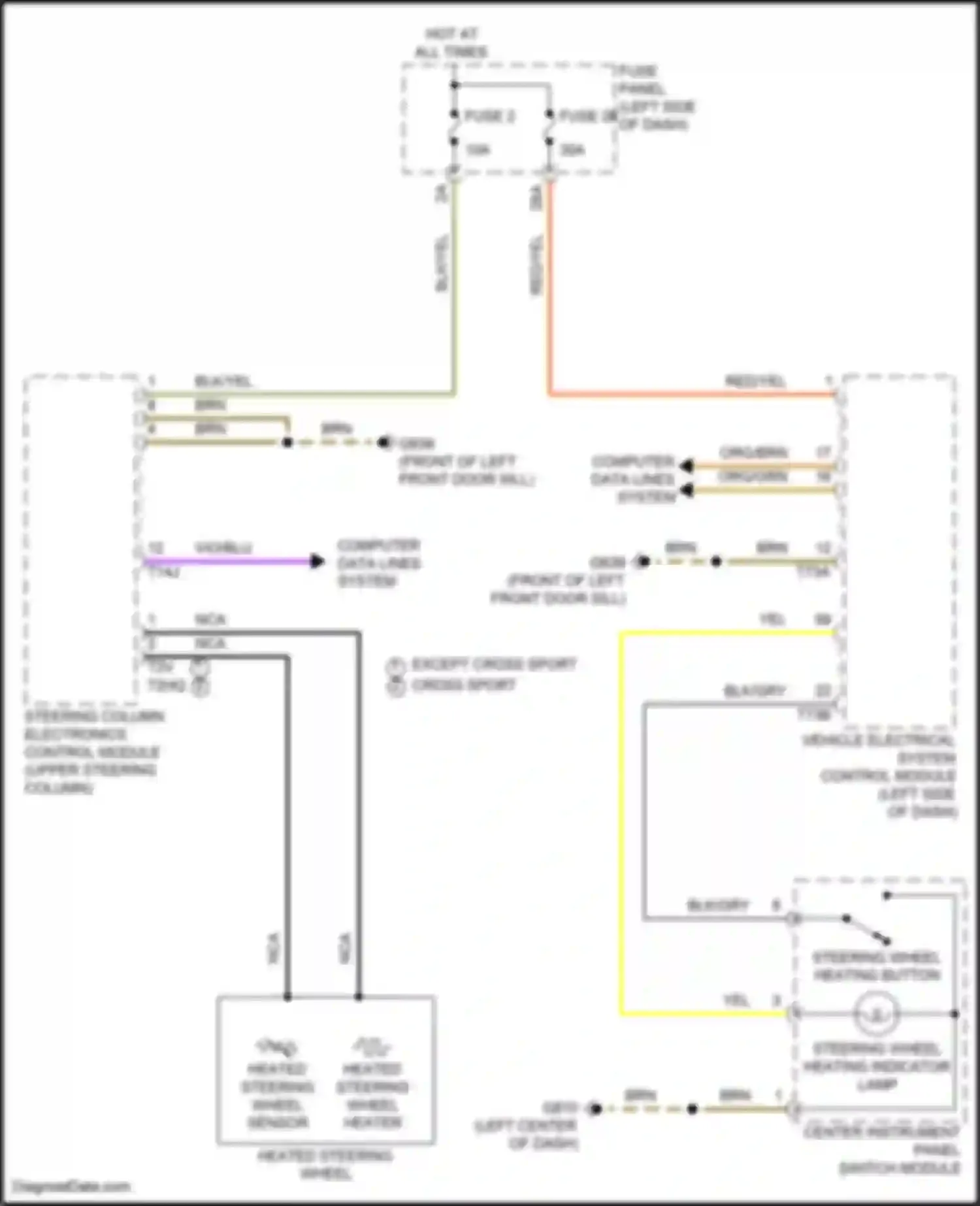 Wiring diagram heated steering wheel sensor for Volkswagen Teramont I facelift (2021-2024) (3 of 4)