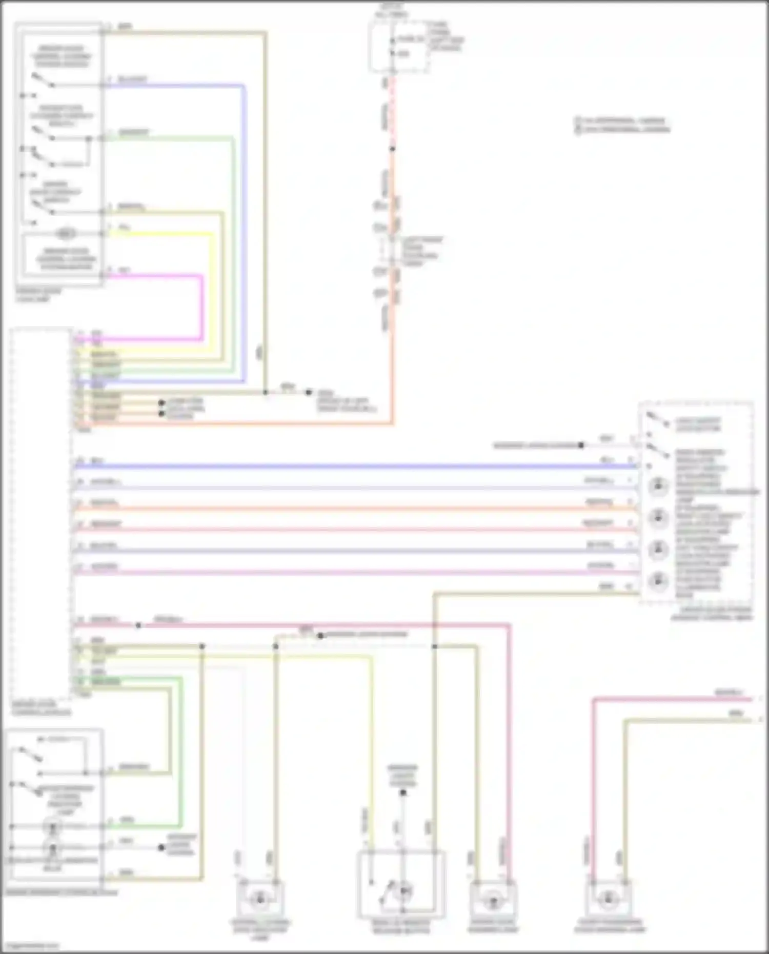 Wiring diagram left child safety lock- activated- indicator lamp for Volkswagen Teramont I facelift (2021-2024) (1 of 3)