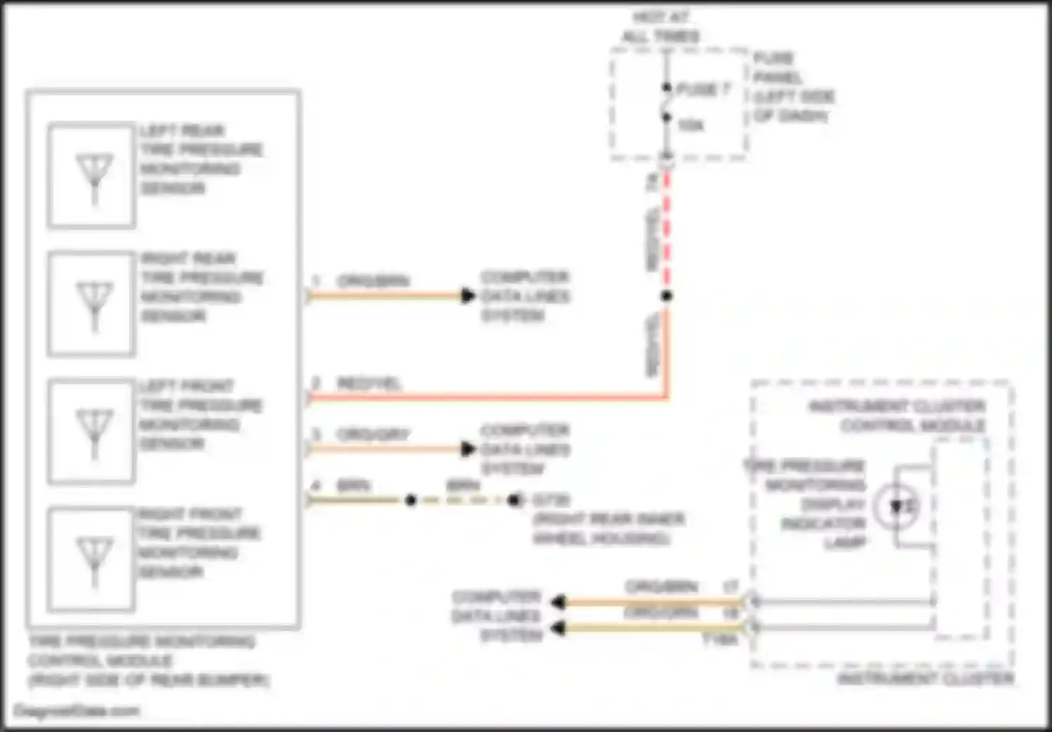 Wiring diagram left front tire pressure monitoring sensor for Volkswagen Teramont I facelift (2021-2024) (1 of 1)