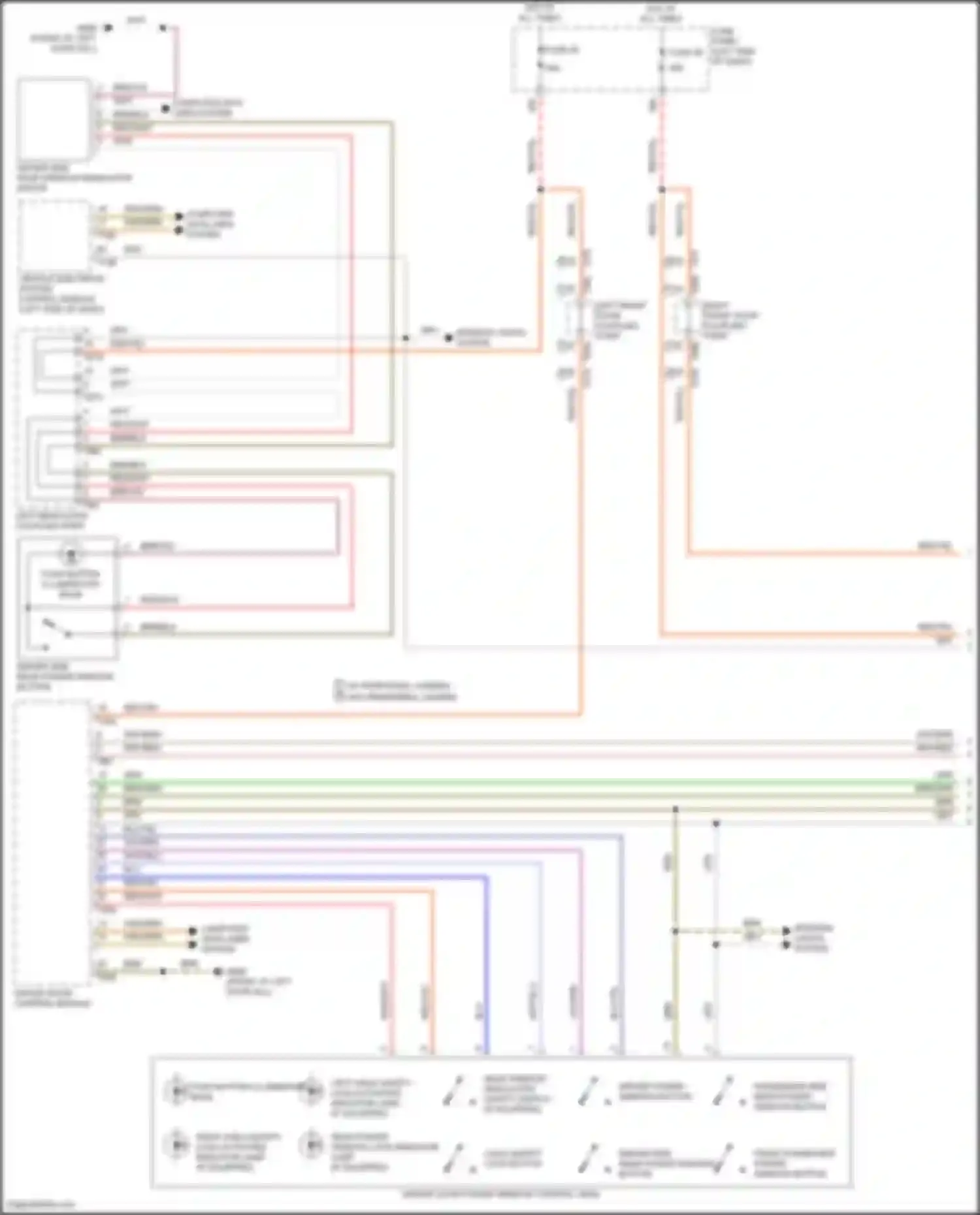 Wiring diagram left child safety lock- activated- indicator lamp for Volkswagen Teramont I (2017-2021) (3 of 3)