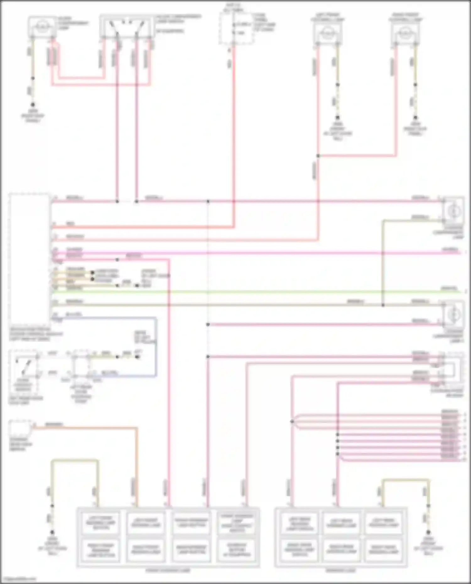 Wiring diagram right rear reading lamp for Volkswagen Teramont I (2017-2021) (1 of 2)