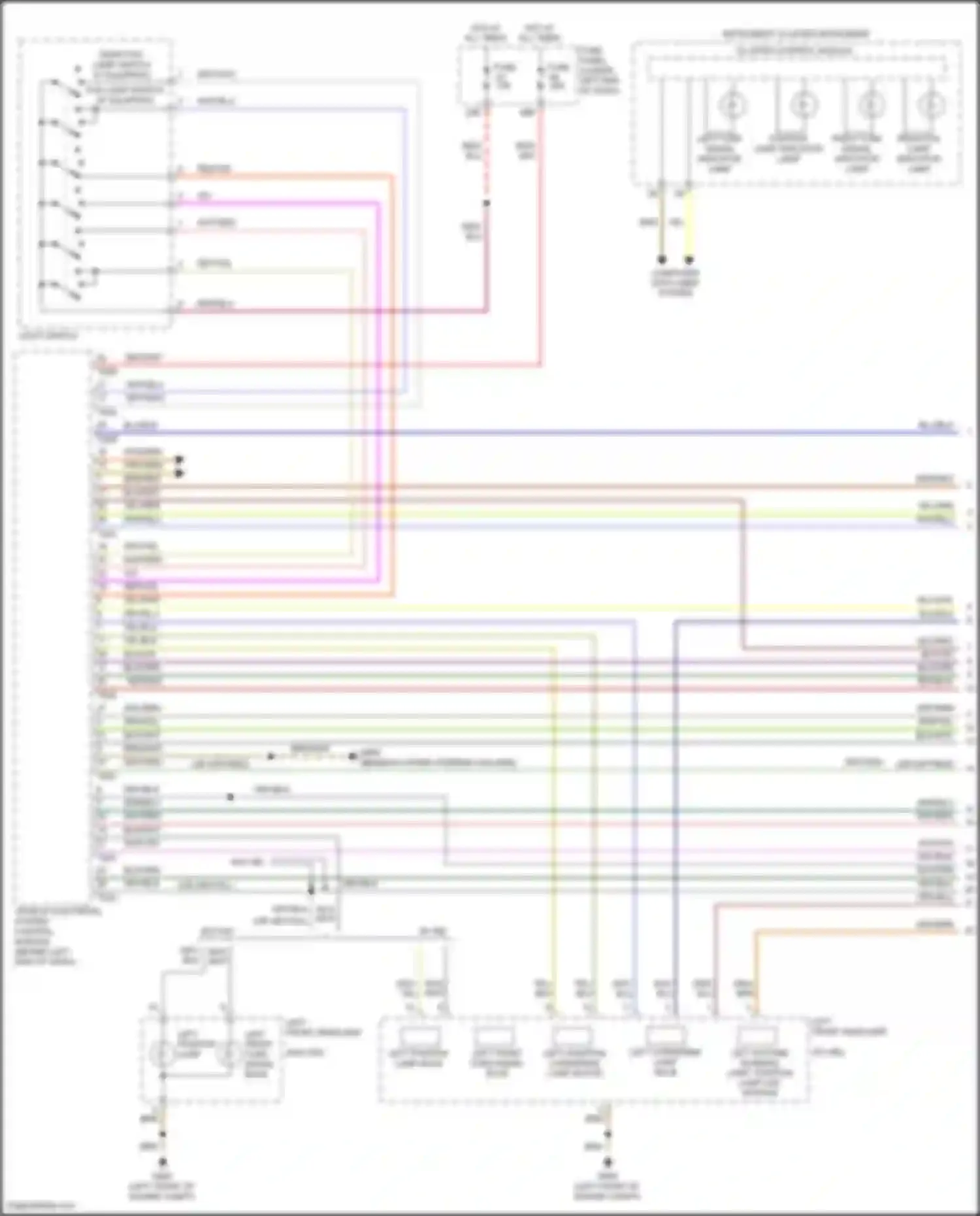 Wiring diagram left cornering lamp bulb for Volkswagen Tiguan I facelift (2011-2019) (1 of 1)