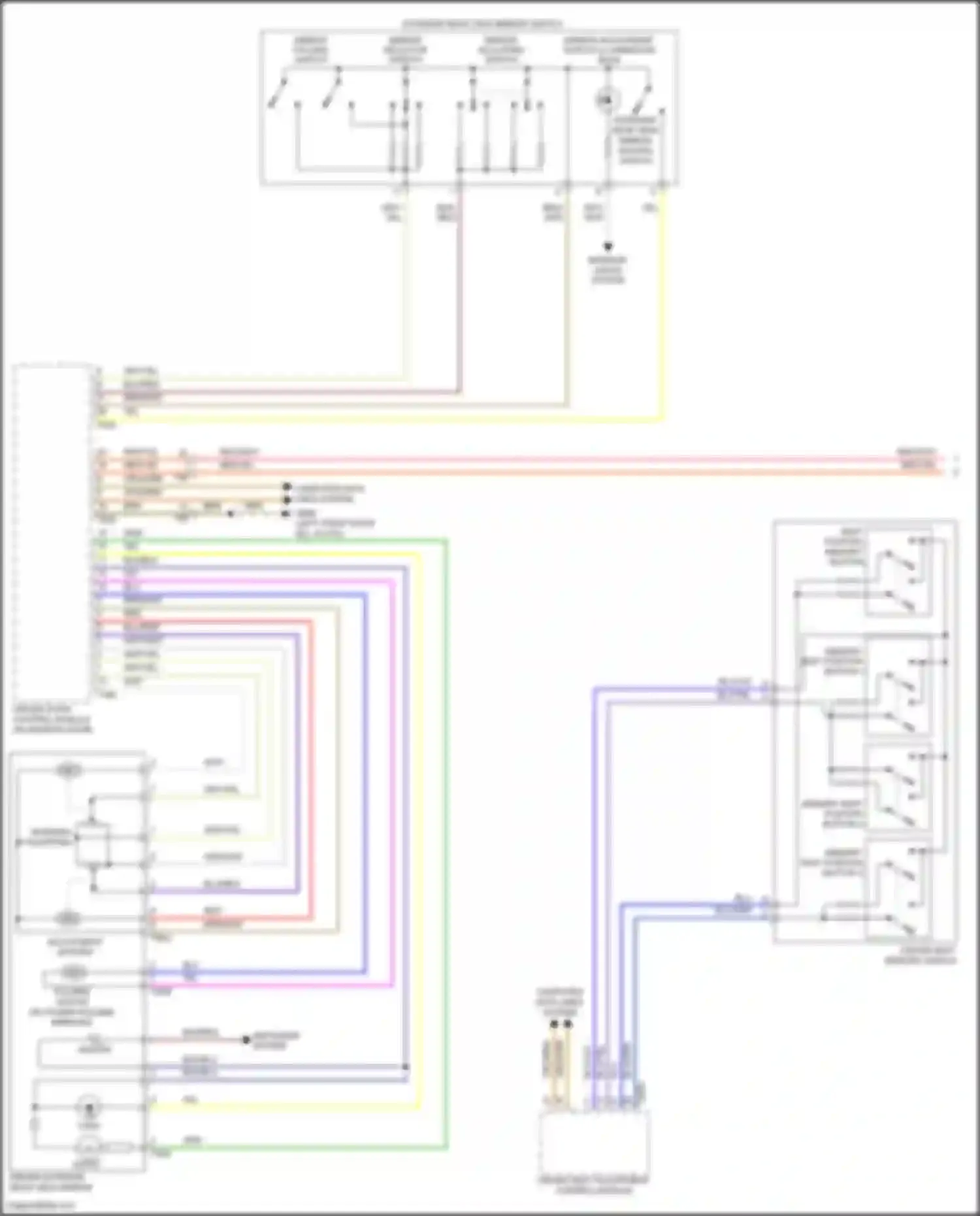 Wiring diagram mirror adjusting switch for Volkswagen Tiguan I facelift (2011-2019) (1 of 2)