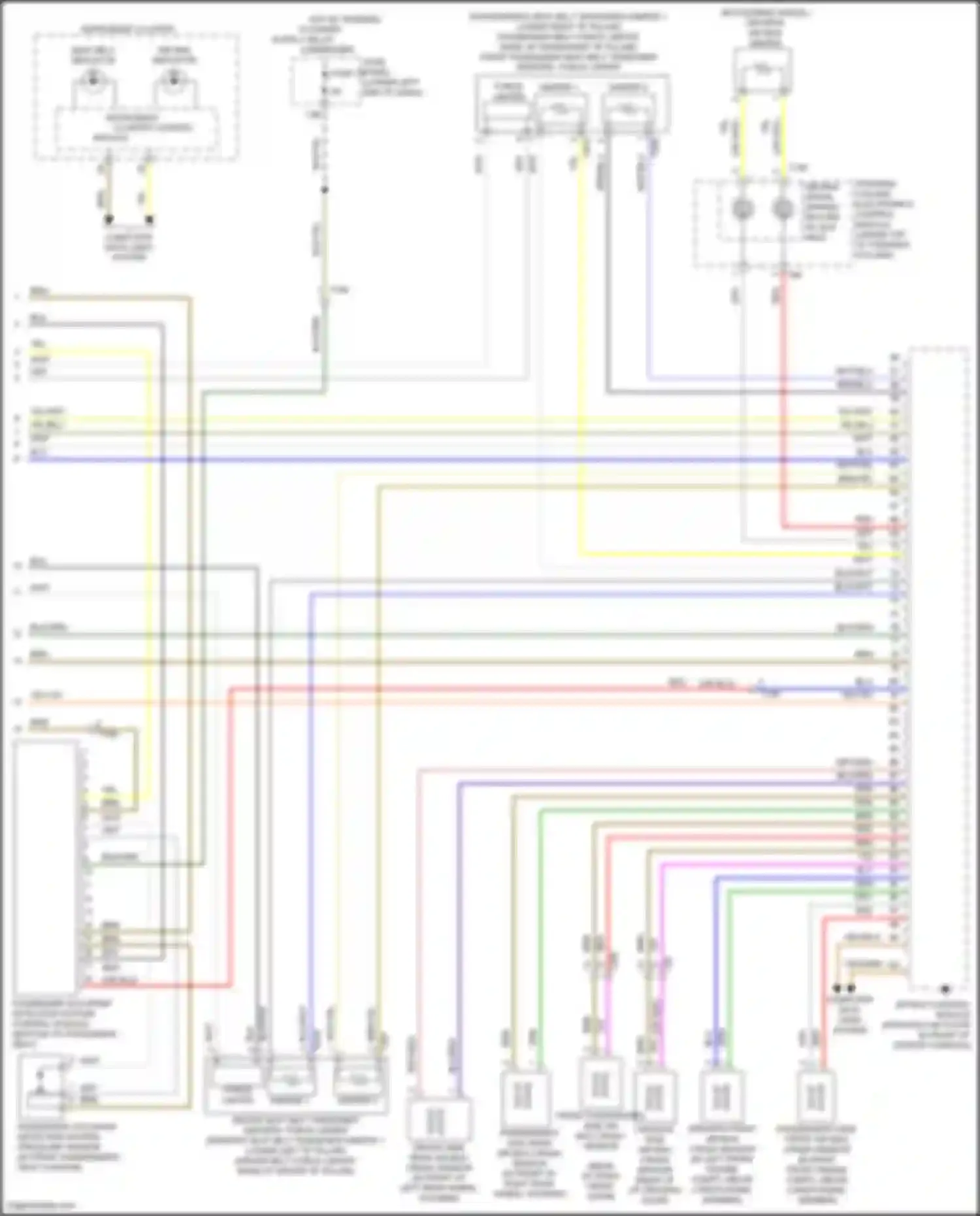 Wiring diagram passenger's side front air bag crash sensor for Volkswagen Tiguan I facelift (2011-2019) (1 of 1)