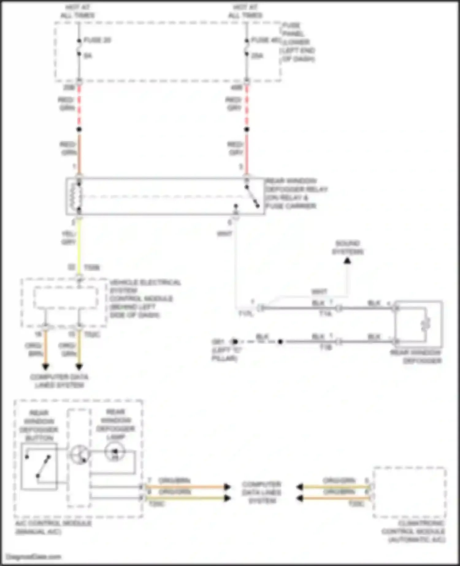 Wiring diagram rear window defogger relay for Volkswagen Tiguan I facelift (2011-2019) (8 of 8)