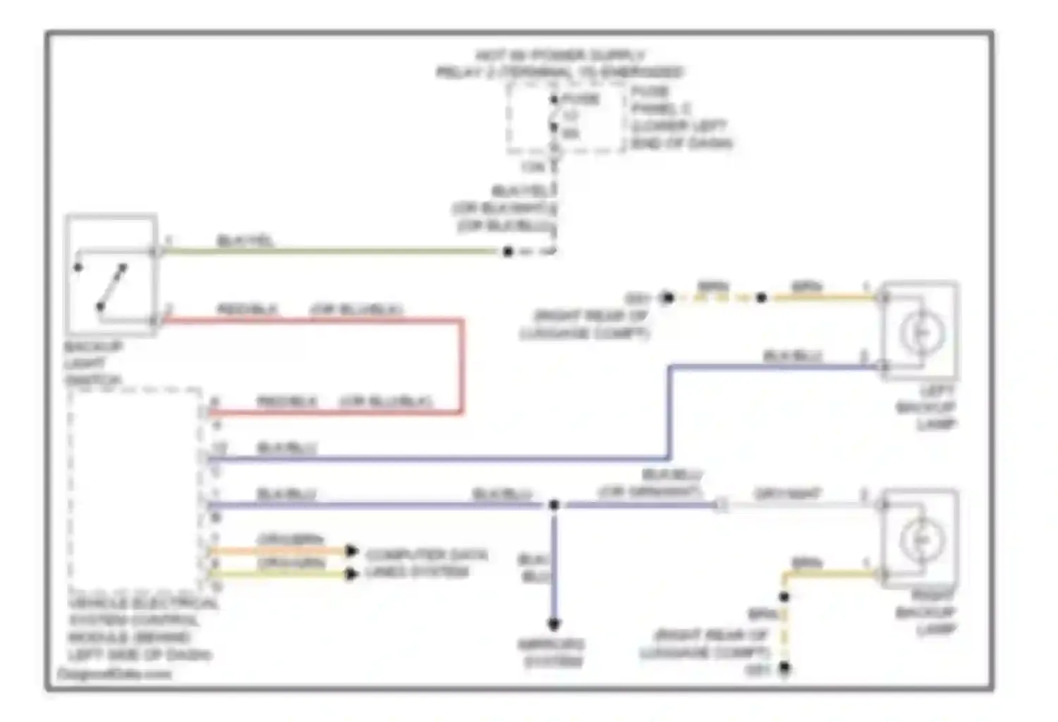 Wiring diagram left backup lamp for Volkswagen Tiguan I (2007-2011) (2 of 3)